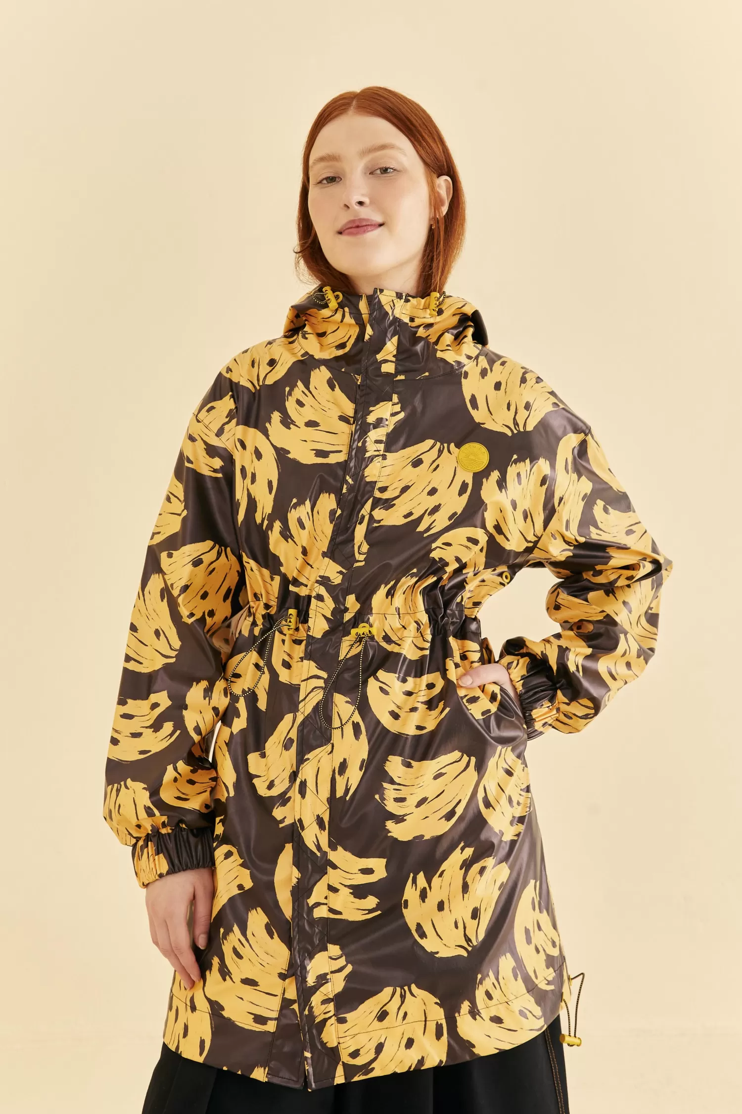 FARM Rio Coats^ BLACK BOSSA BANANA RAINCOAT