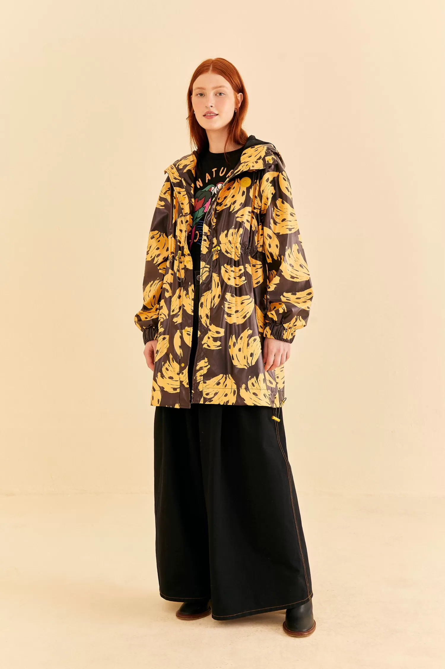 FARM Rio Coats^ BLACK BOSSA BANANA RAINCOAT