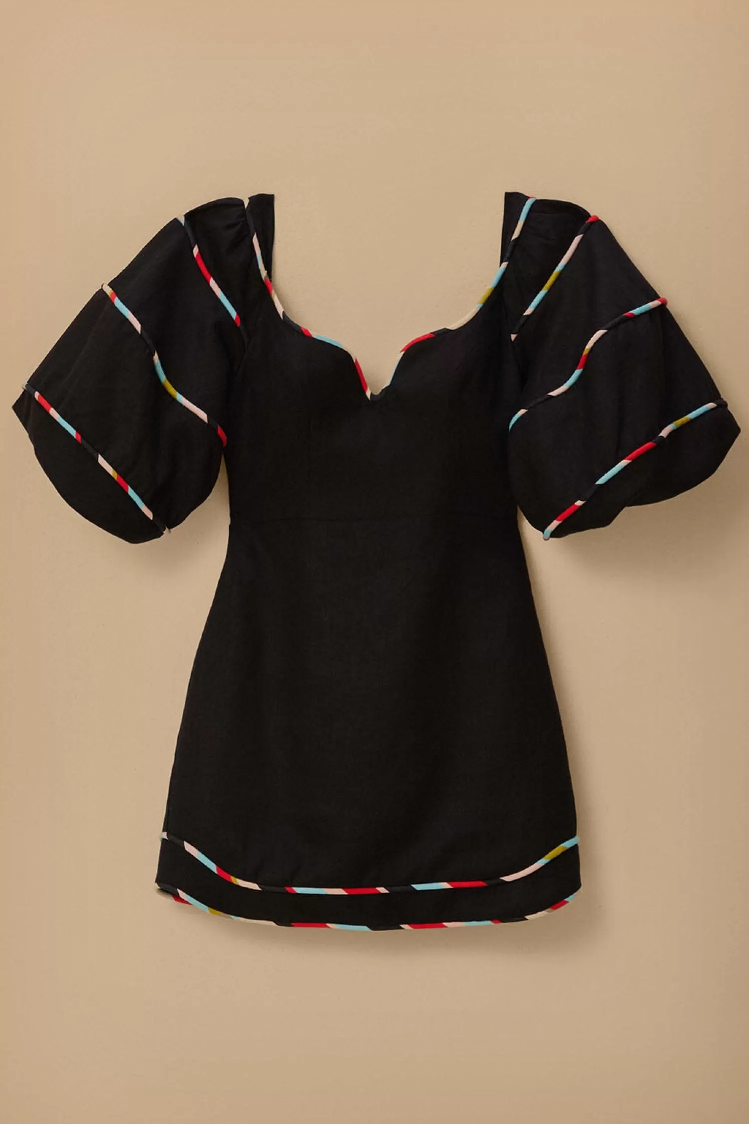 FARM Rio Mini Dresses^ BLACK COLORED STRIPES SHORT SLEEVE MINI DRESS