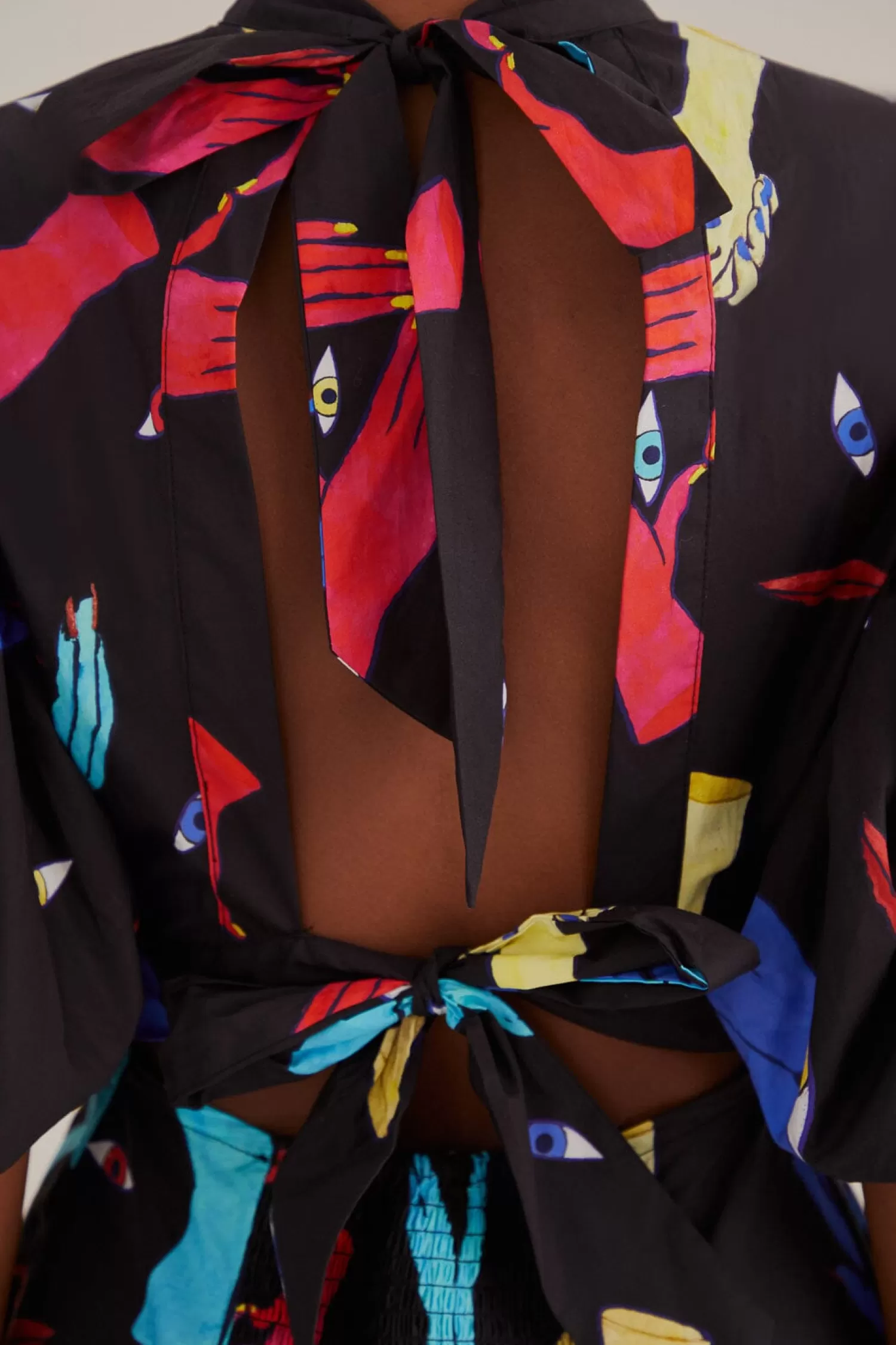 FARM Rio Midi Dresses^ BLACK COLORFUL TOGETHER SHORT SLEEVE MIDI DRESS