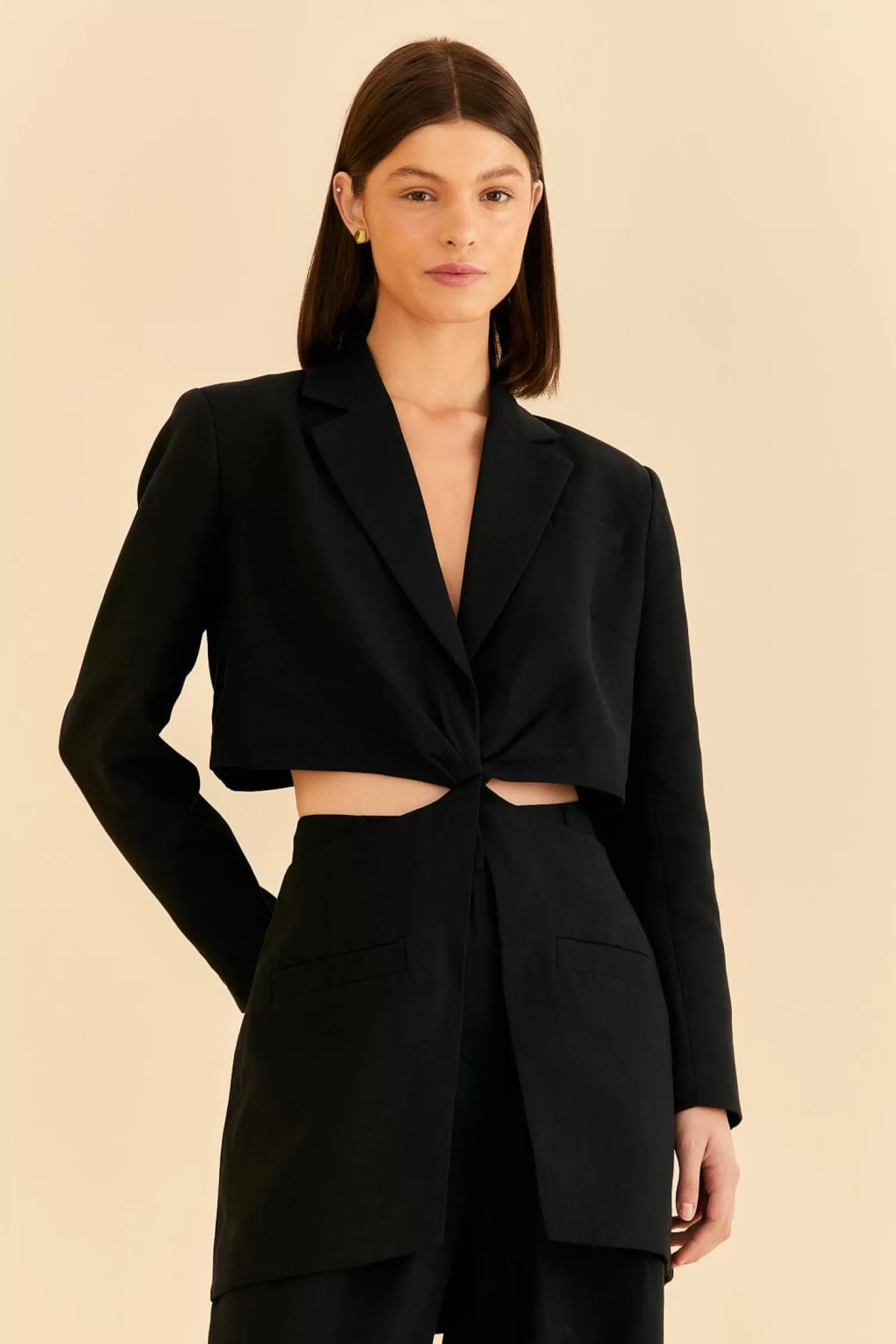 FARM Rio Blazers^ BLACK CUT OUT BLAZER