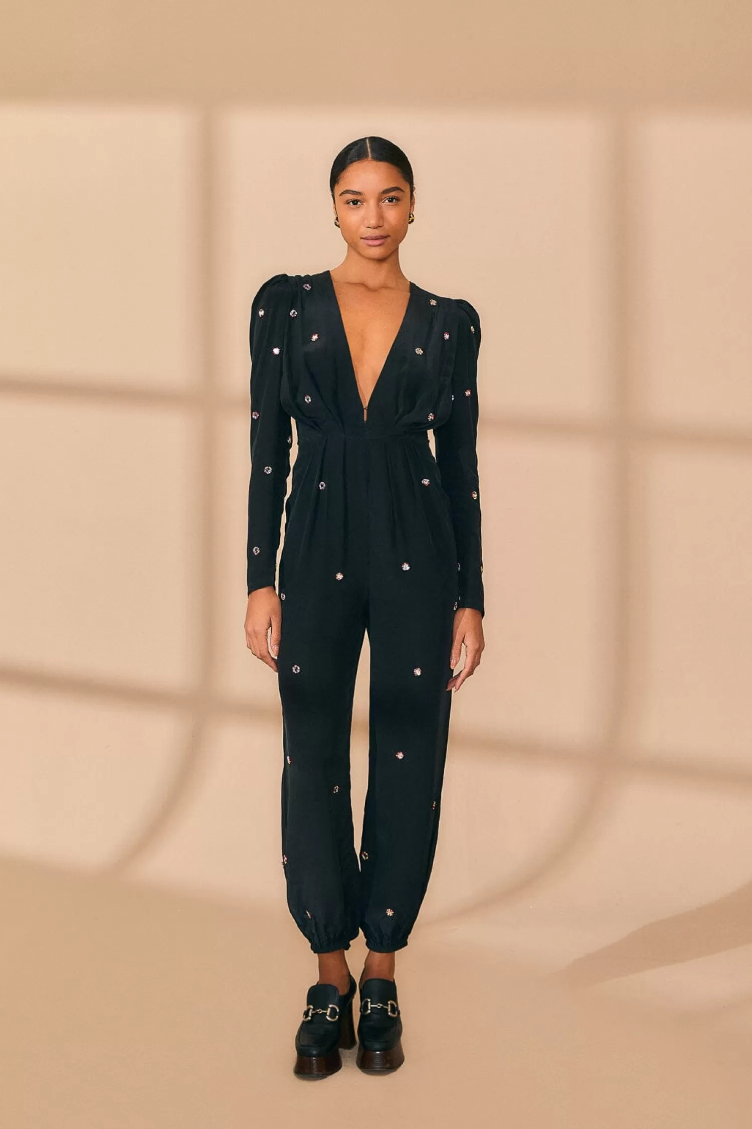 FARM Rio Jumpsuits^ BLACK MIRROR EMBROIDERED JUMPSUIT