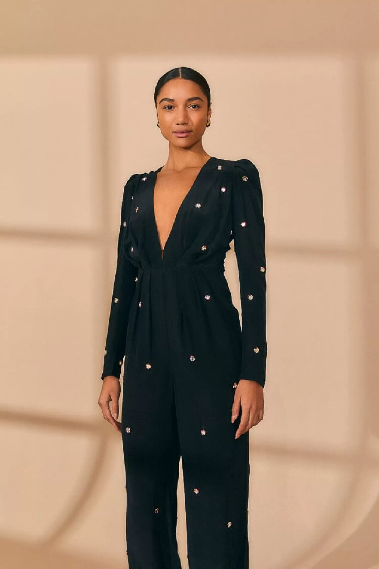 FARM Rio Jumpsuits^ BLACK MIRROR EMBROIDERED JUMPSUIT