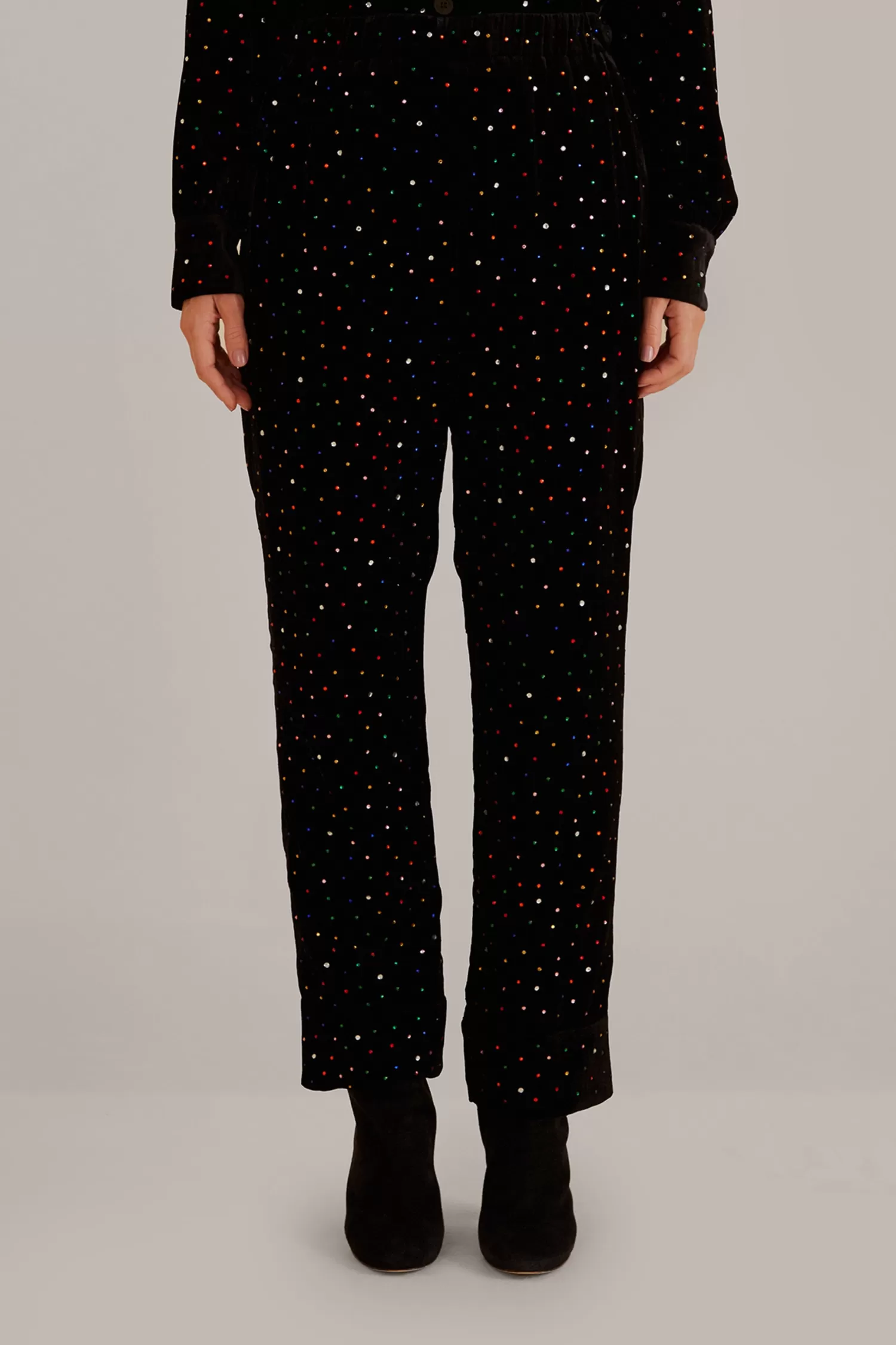 FARM Rio Pants^ BLACK VELVET PANTS