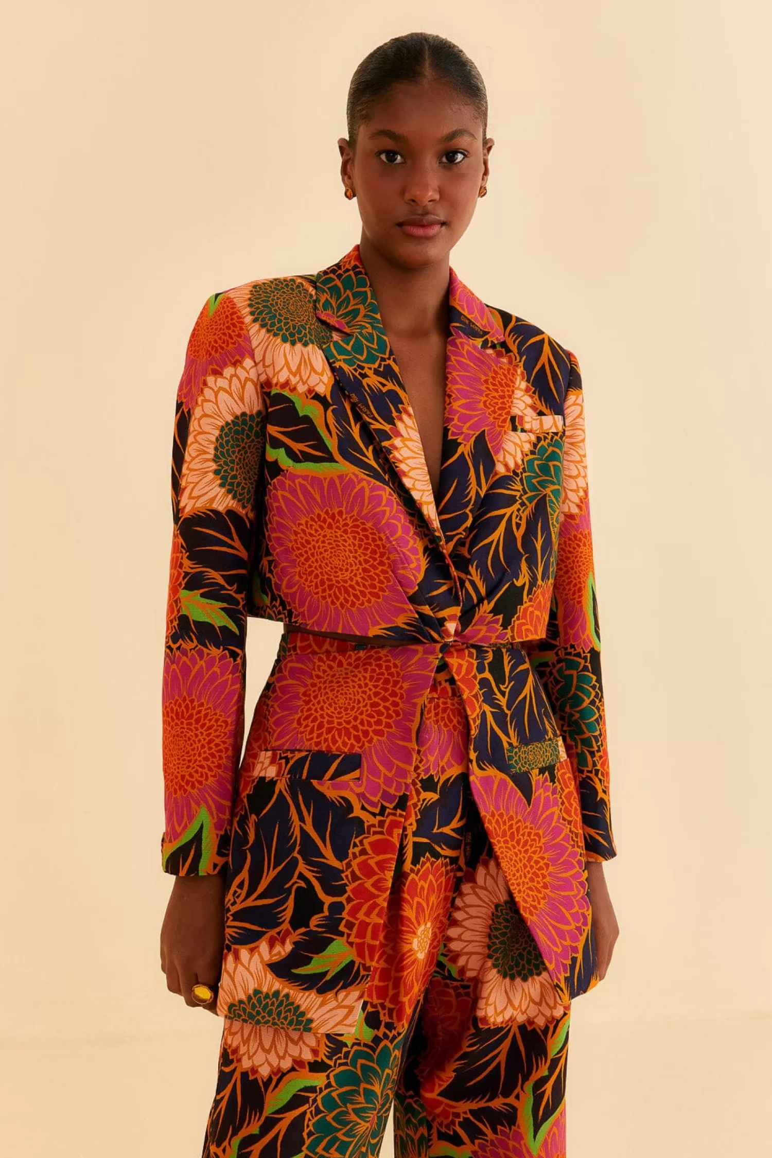 FARM Rio Blazers^ BLACK VINTAGE GARDEN CUT OUT BLAZER