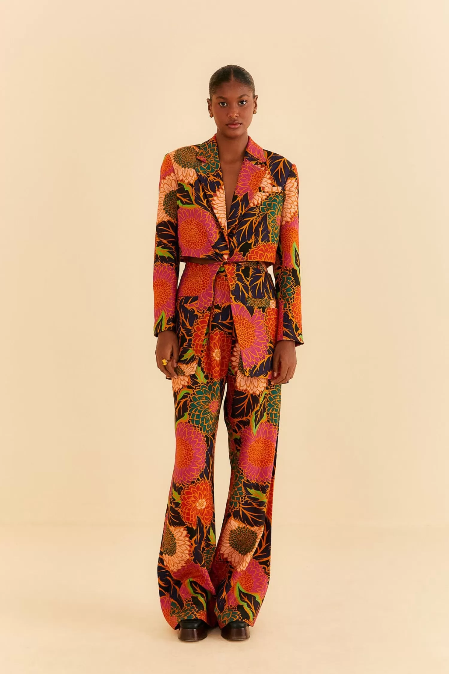FARM Rio Blazers^ BLACK VINTAGE GARDEN CUT OUT BLAZER