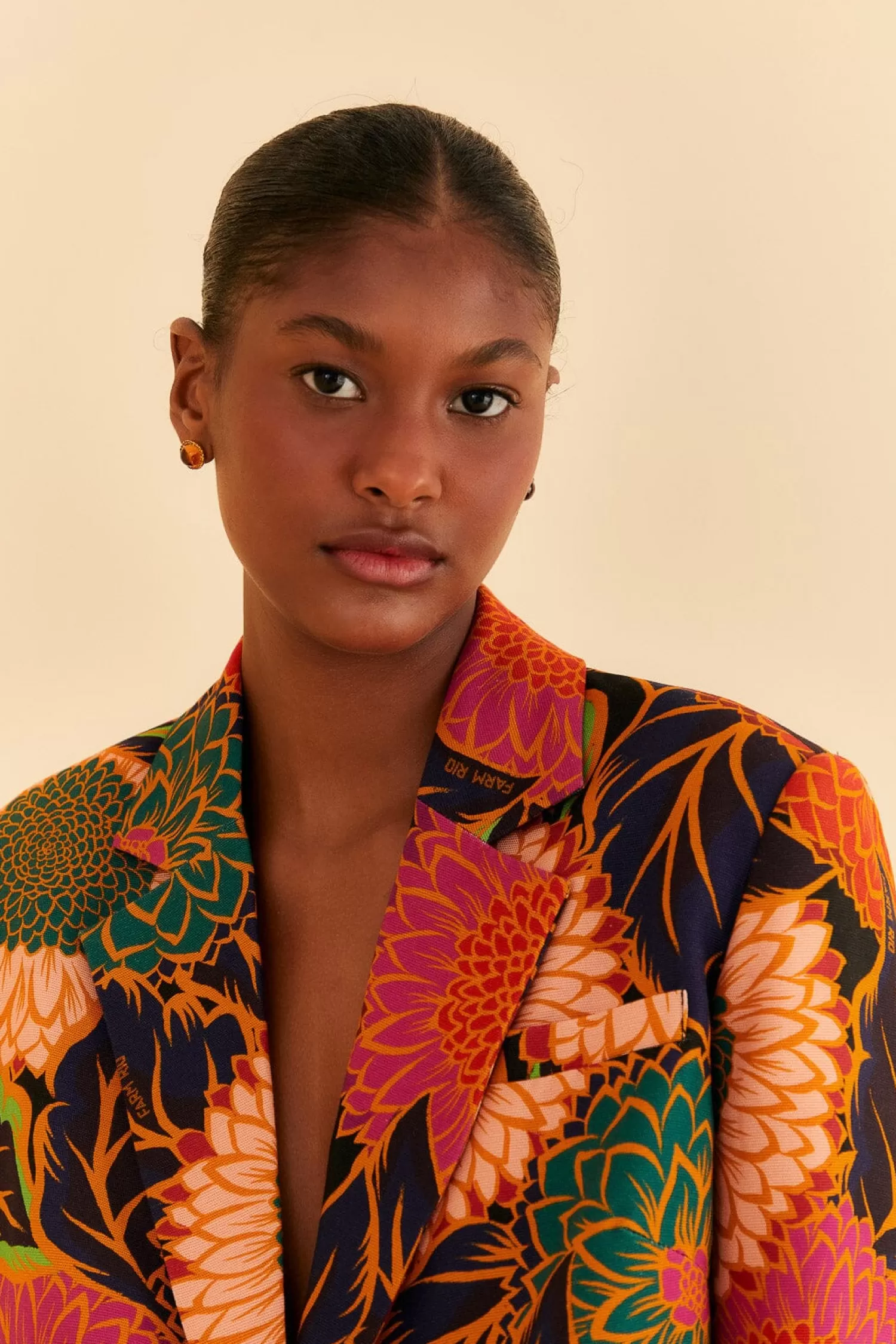 FARM Rio Blazers^ BLACK VINTAGE GARDEN CUT OUT BLAZER