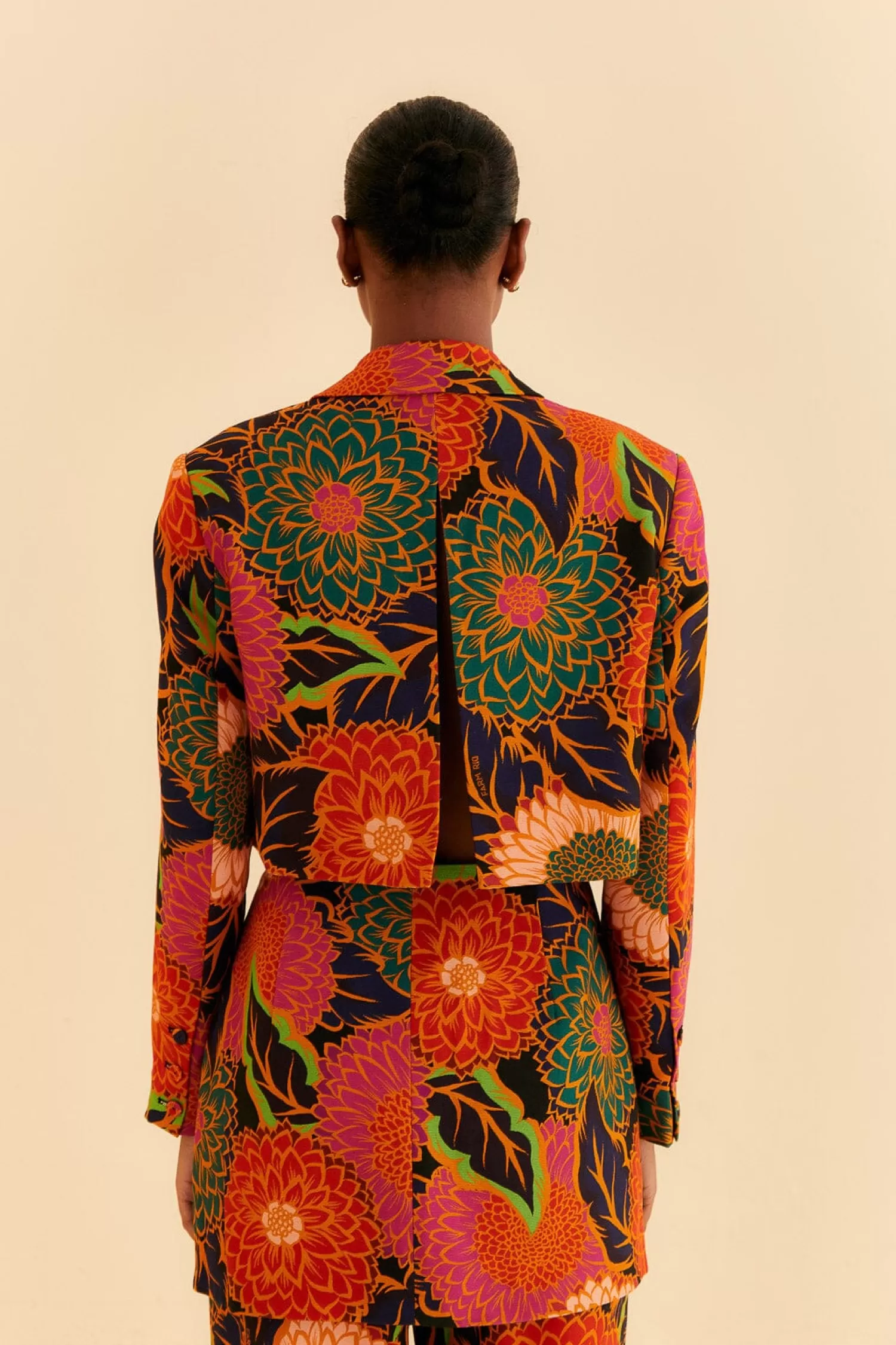 FARM Rio Blazers^ BLACK VINTAGE GARDEN CUT OUT BLAZER