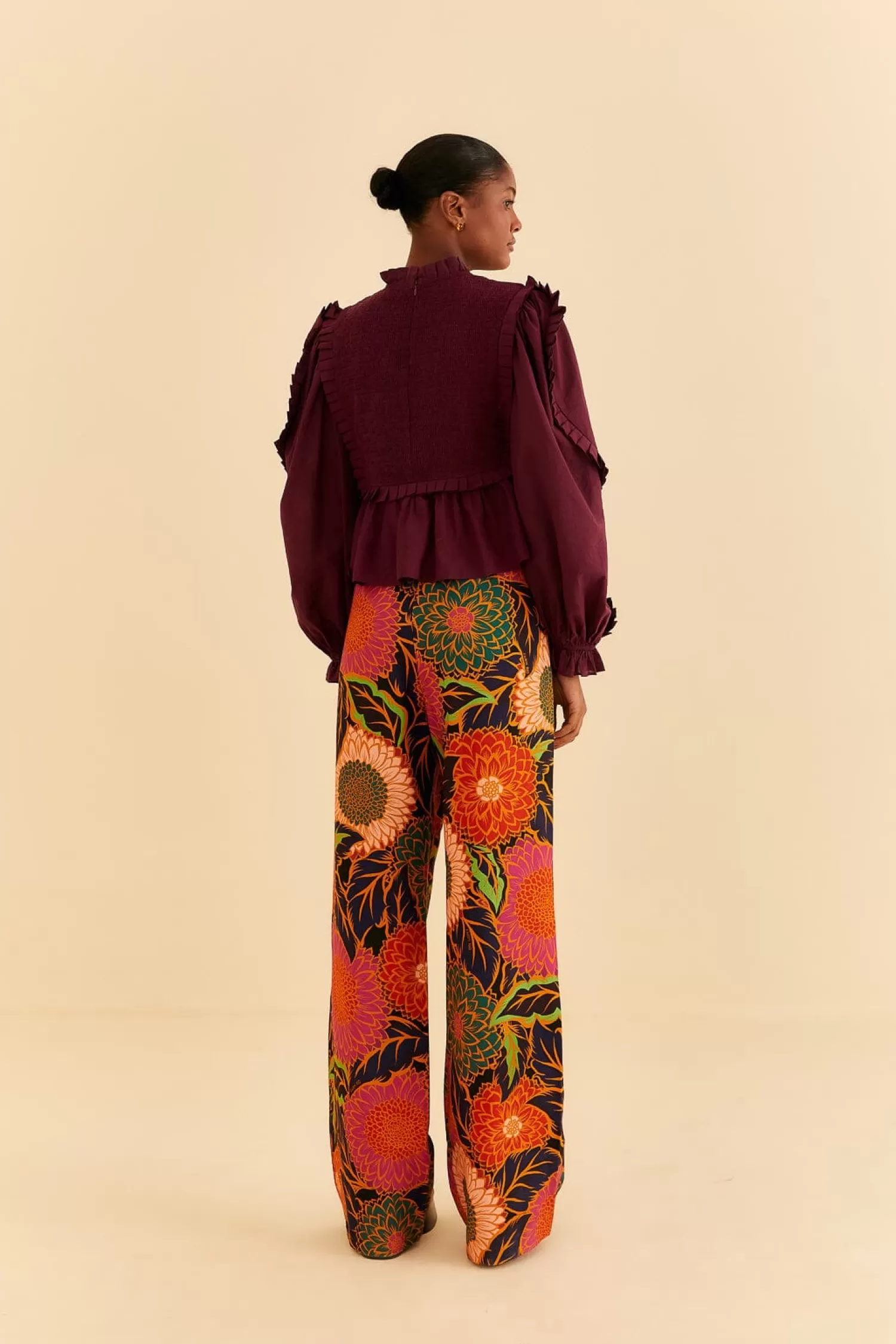 FARM Rio Pants^ BLACK VINTAGE GARDEN LOW WAISTED PANTS
