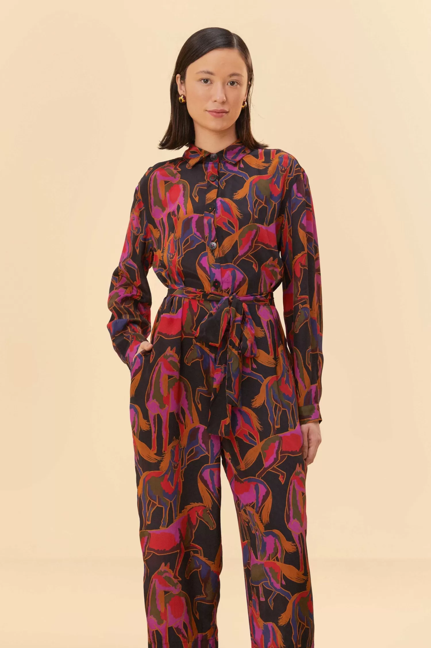 FARM Rio Jumpsuits^ BLACK WILD HORSES JUMPSUIT