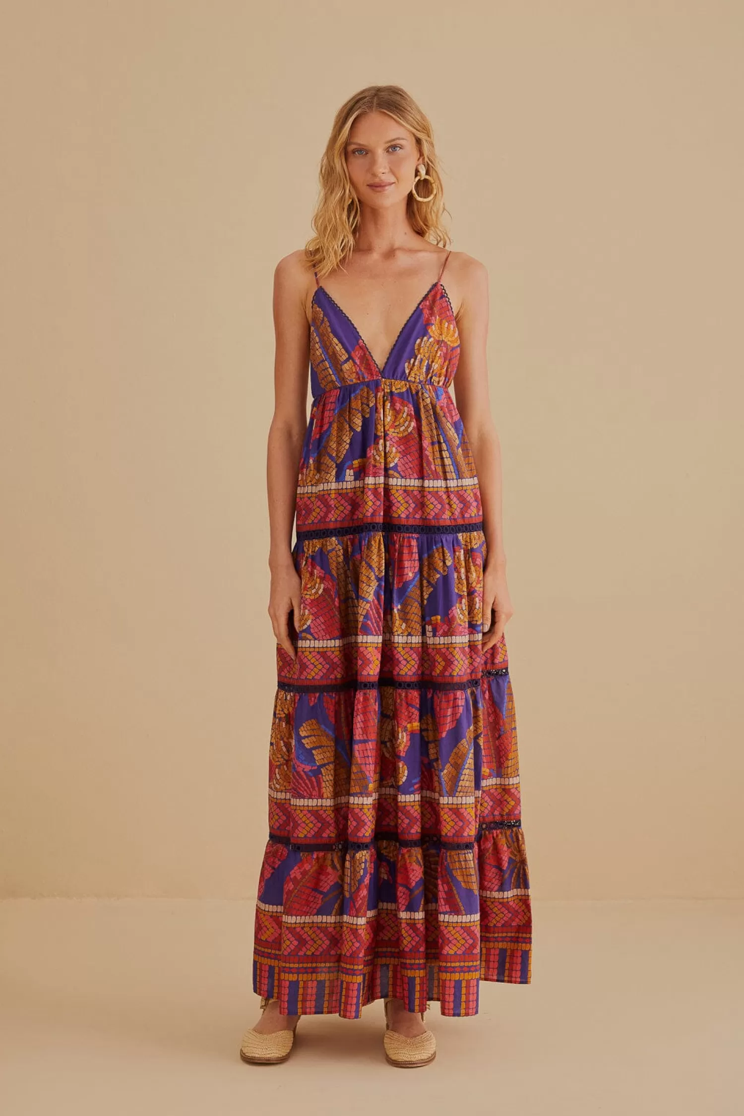 FARM Rio Maxi Dresses^ BLUE FOREST MOSAIC SLEEVELESS MAXI DRESS