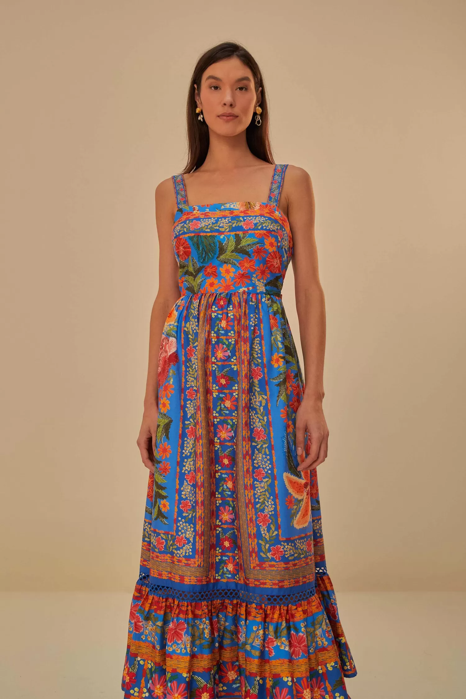 FARM Rio Maxi Dresses^ BLUE STITCHED GARDEN MAXI DRESS