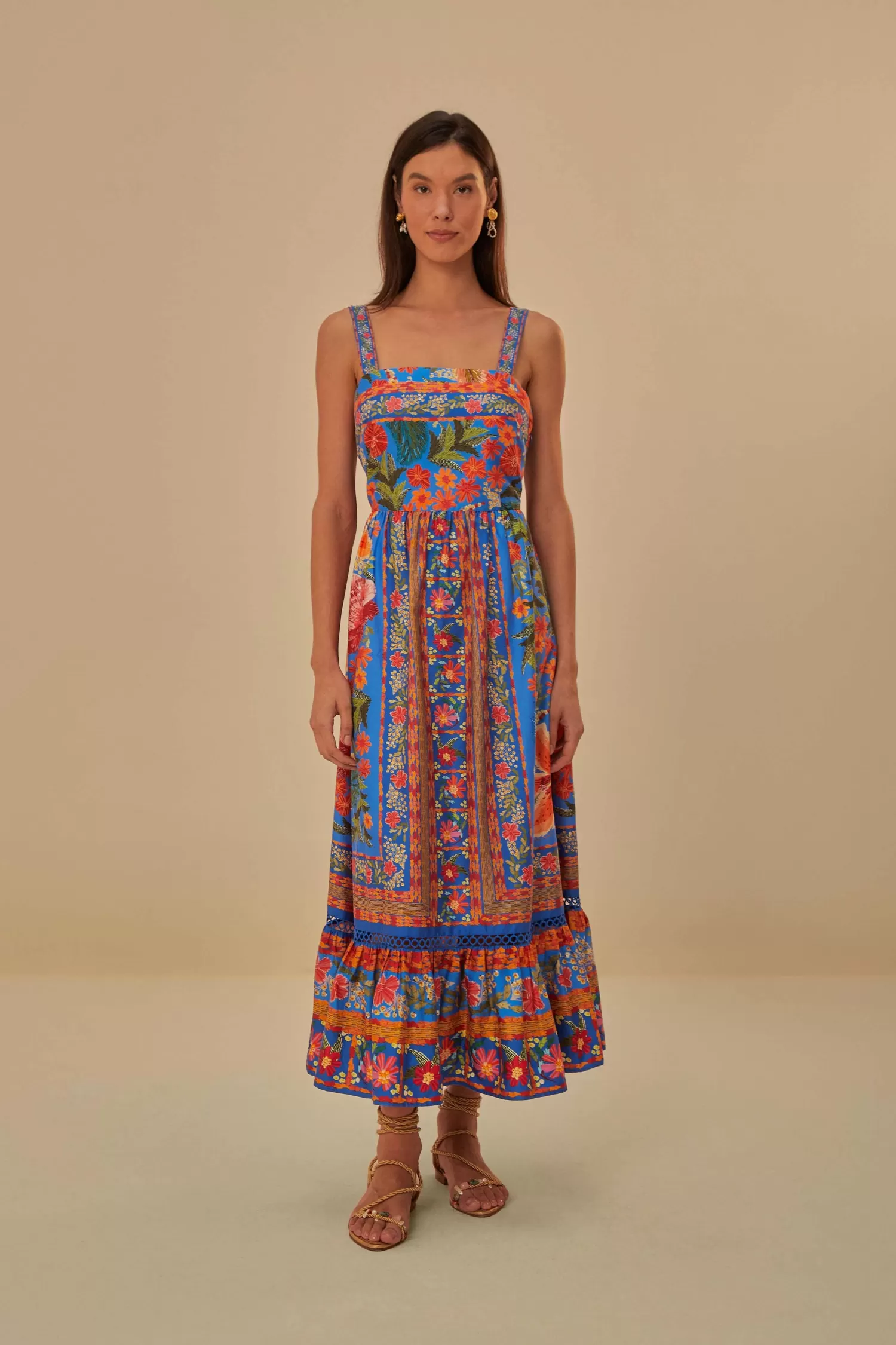 FARM Rio Maxi Dresses^ BLUE STITCHED GARDEN MAXI DRESS