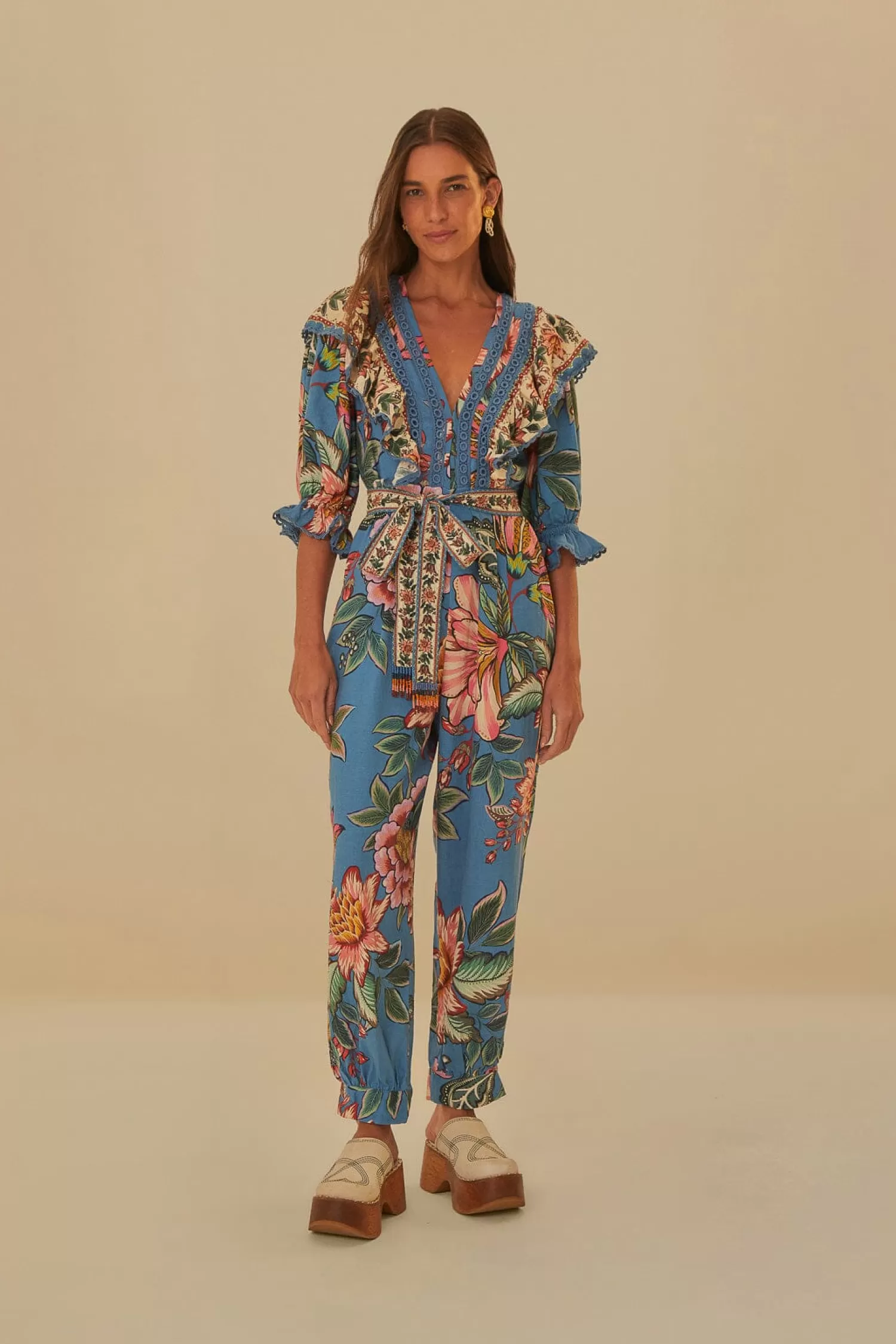 FARM Rio Jumpsuits^ BLUE WONDERFUL BOUQUET LENZING™ ECOVERO™ EUROFLAX™ JUMPSUIT