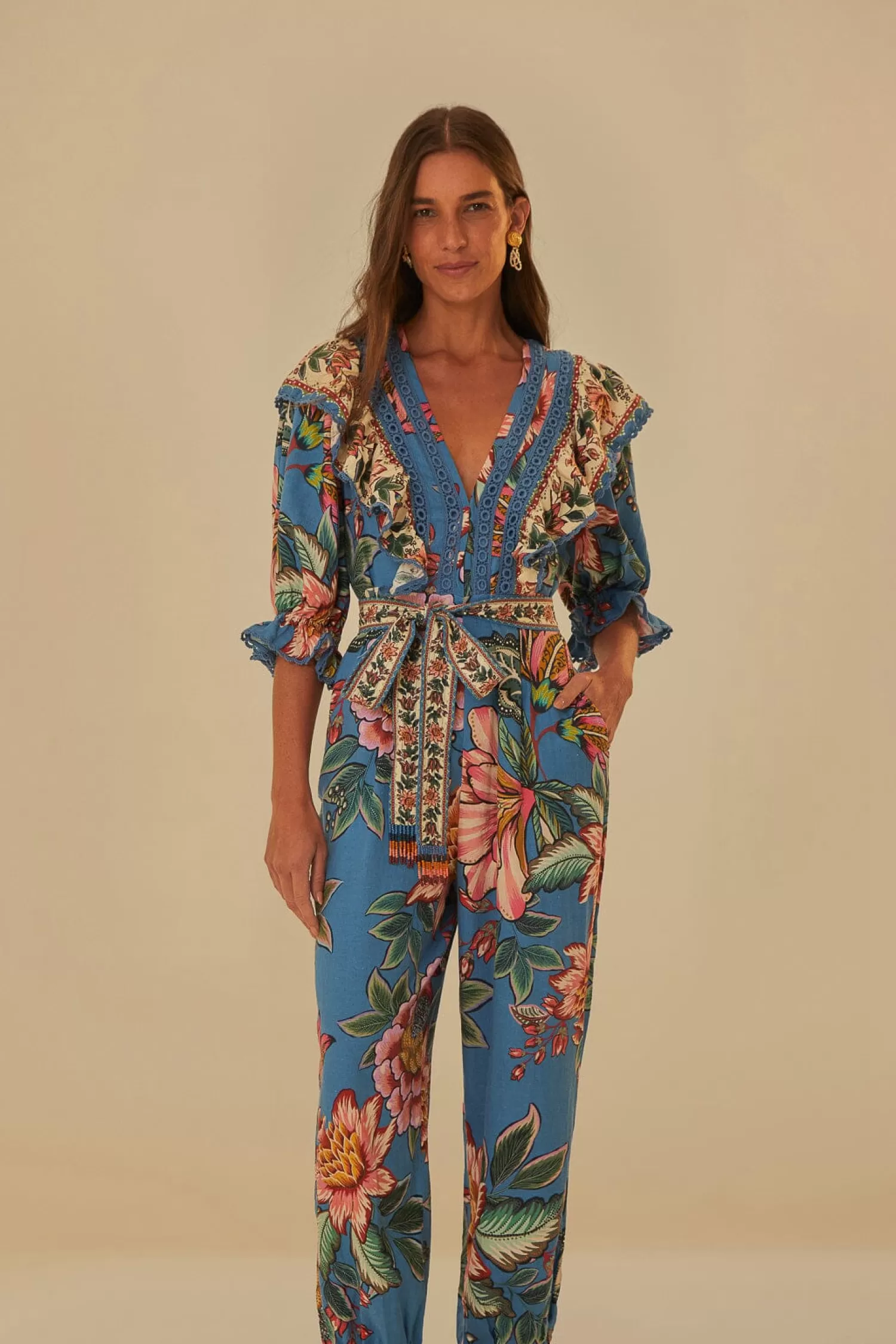 FARM Rio Jumpsuits^ BLUE WONDERFUL BOUQUET LENZING™ ECOVERO™ EUROFLAX™ JUMPSUIT