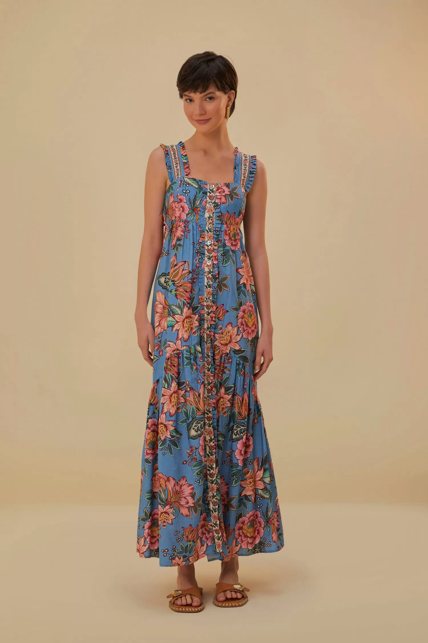 FARM Rio Maxi Dresses^ BLUE WONDERFUL BOUQUET SLEEVELESS MAXI DRESS