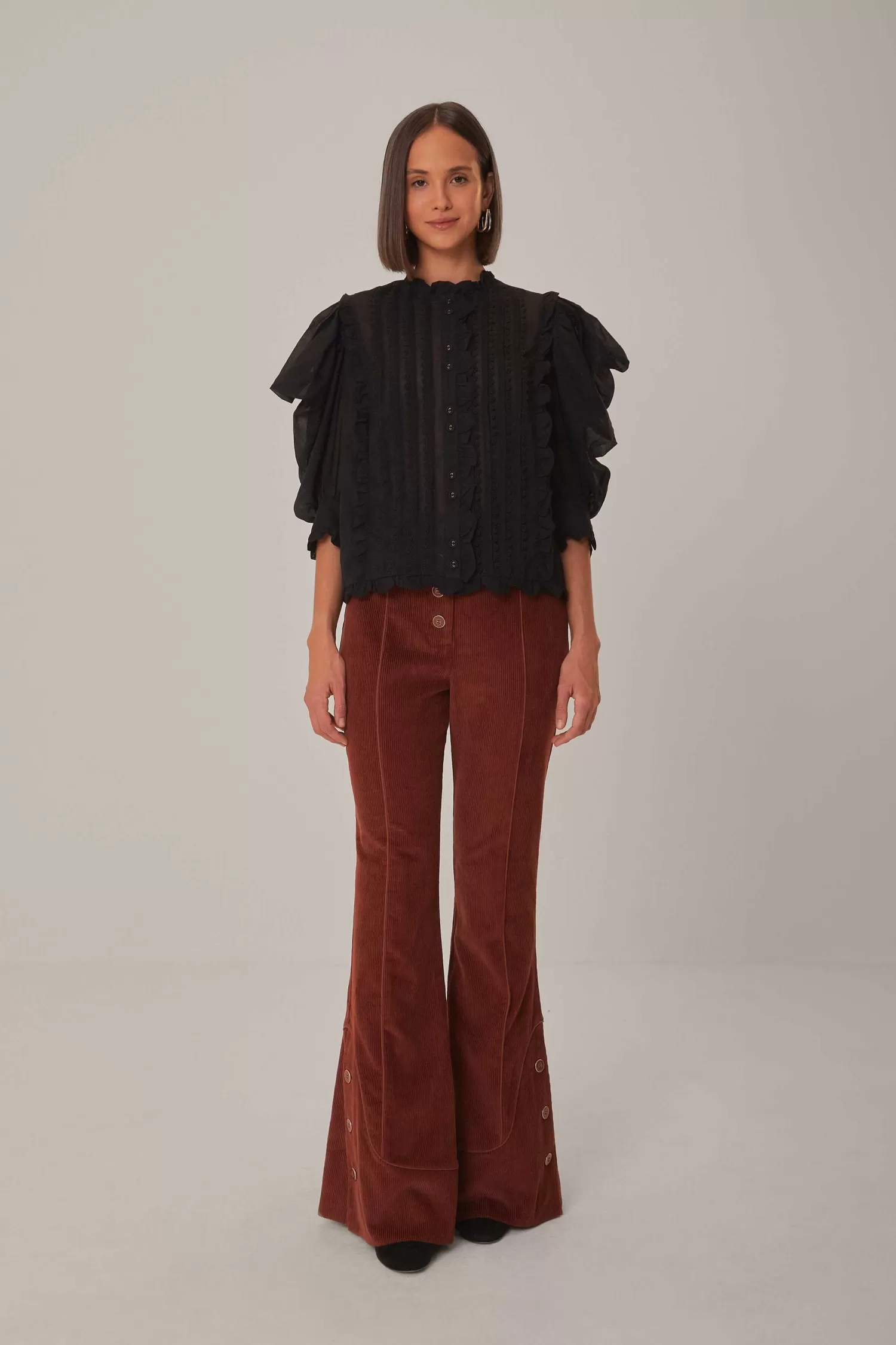 FARM Rio Pants^ BROWN FLARE PANTS