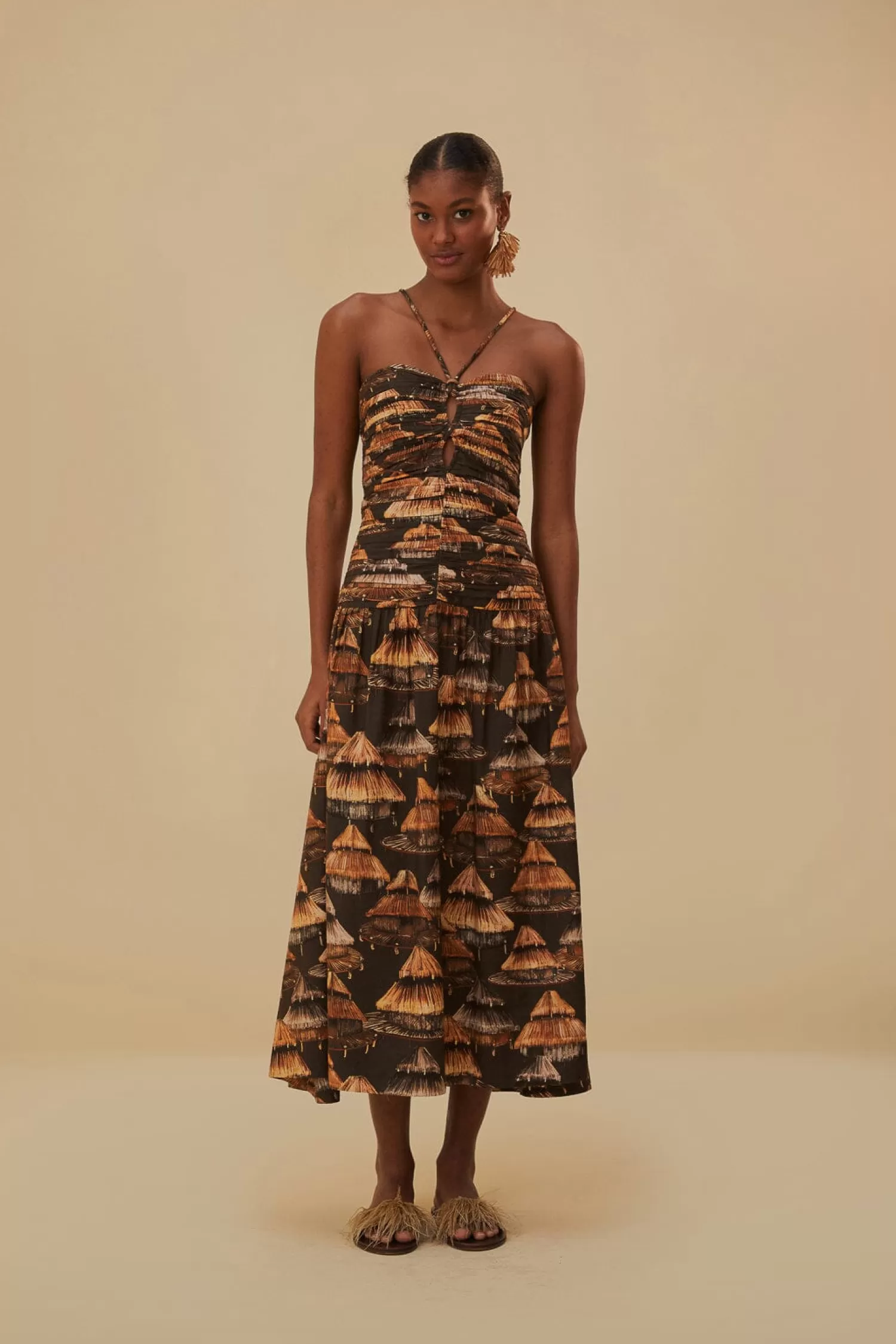 FARM Rio Yawanawa | Maxi Dresses^ BROWN SHUHU MAXI DRESS SLEEVELESS