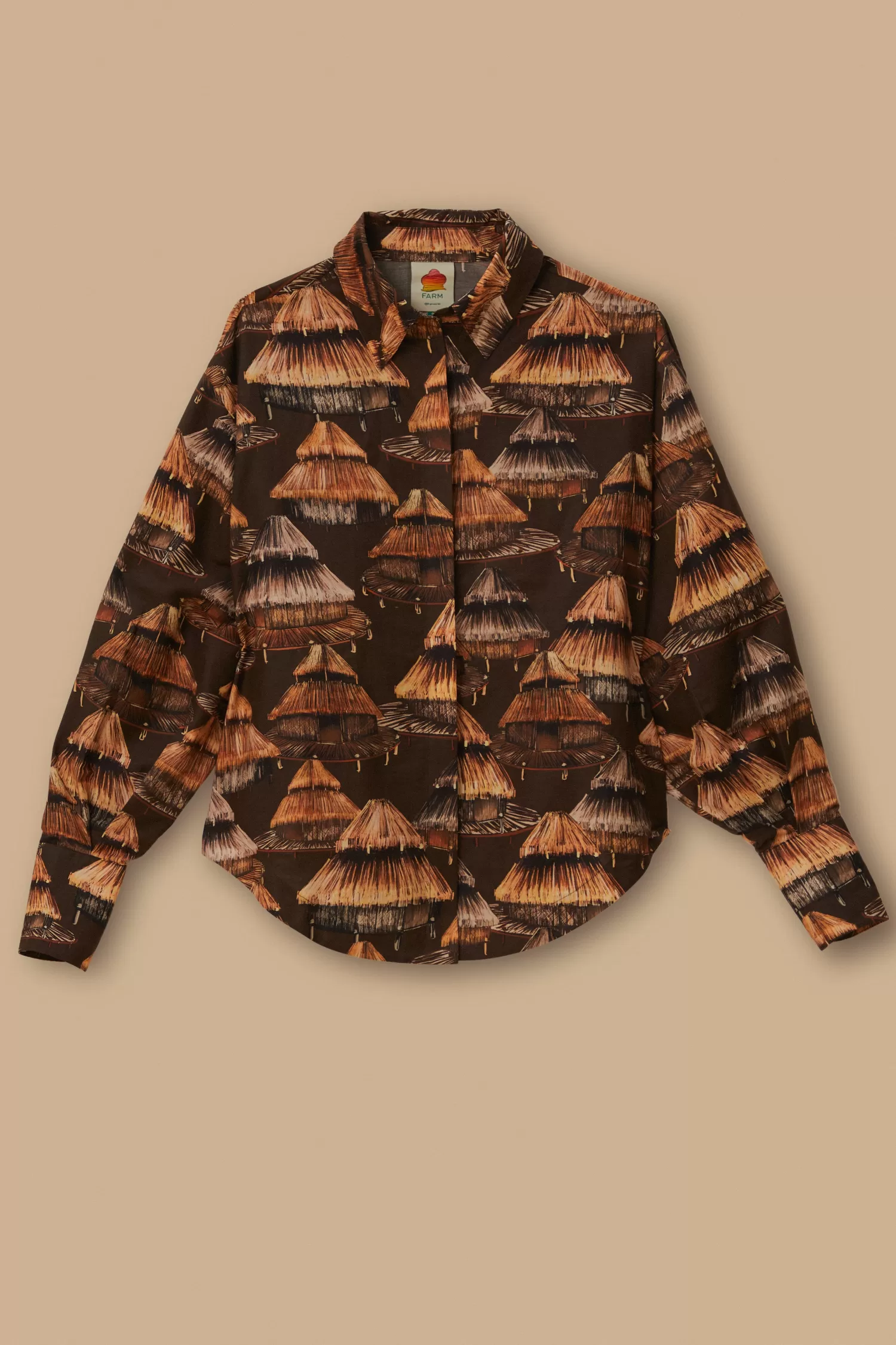 FARM Rio Yawanawa^ BROWN SHUHU SHIRT LONG SLEEVES