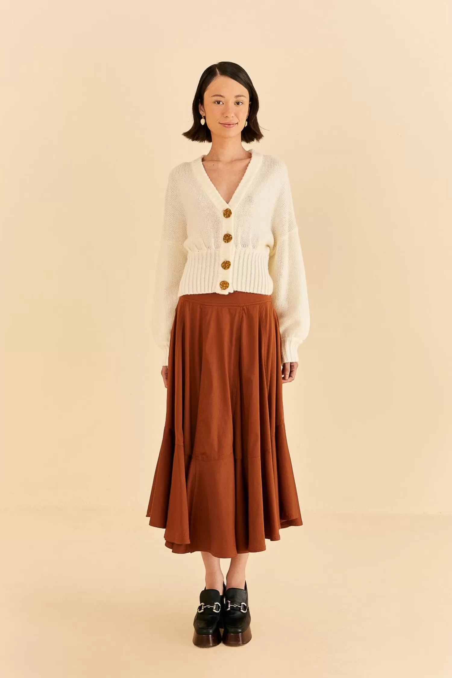 FARM Rio Skirts^ CARAMEL RUFFLE MAXI SKIRT