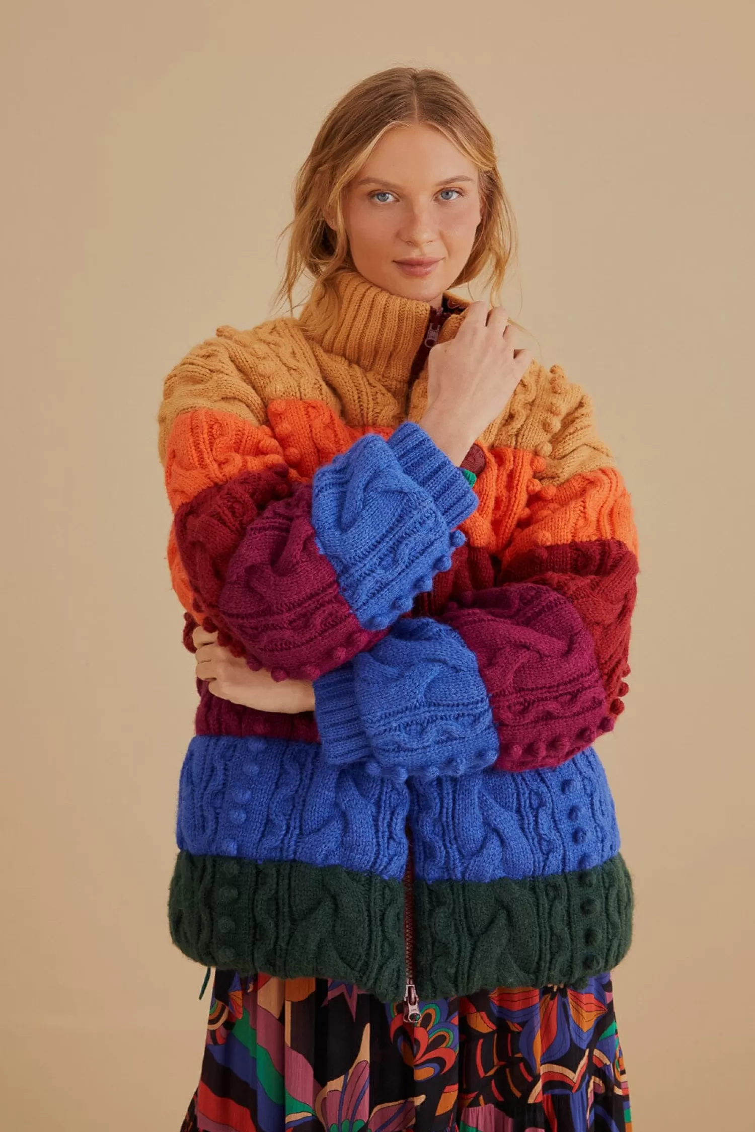 FARM Rio Puffer Jackets^ COLORFUL STRIPES KNIT REVERSIBLE PUFFER JACKET