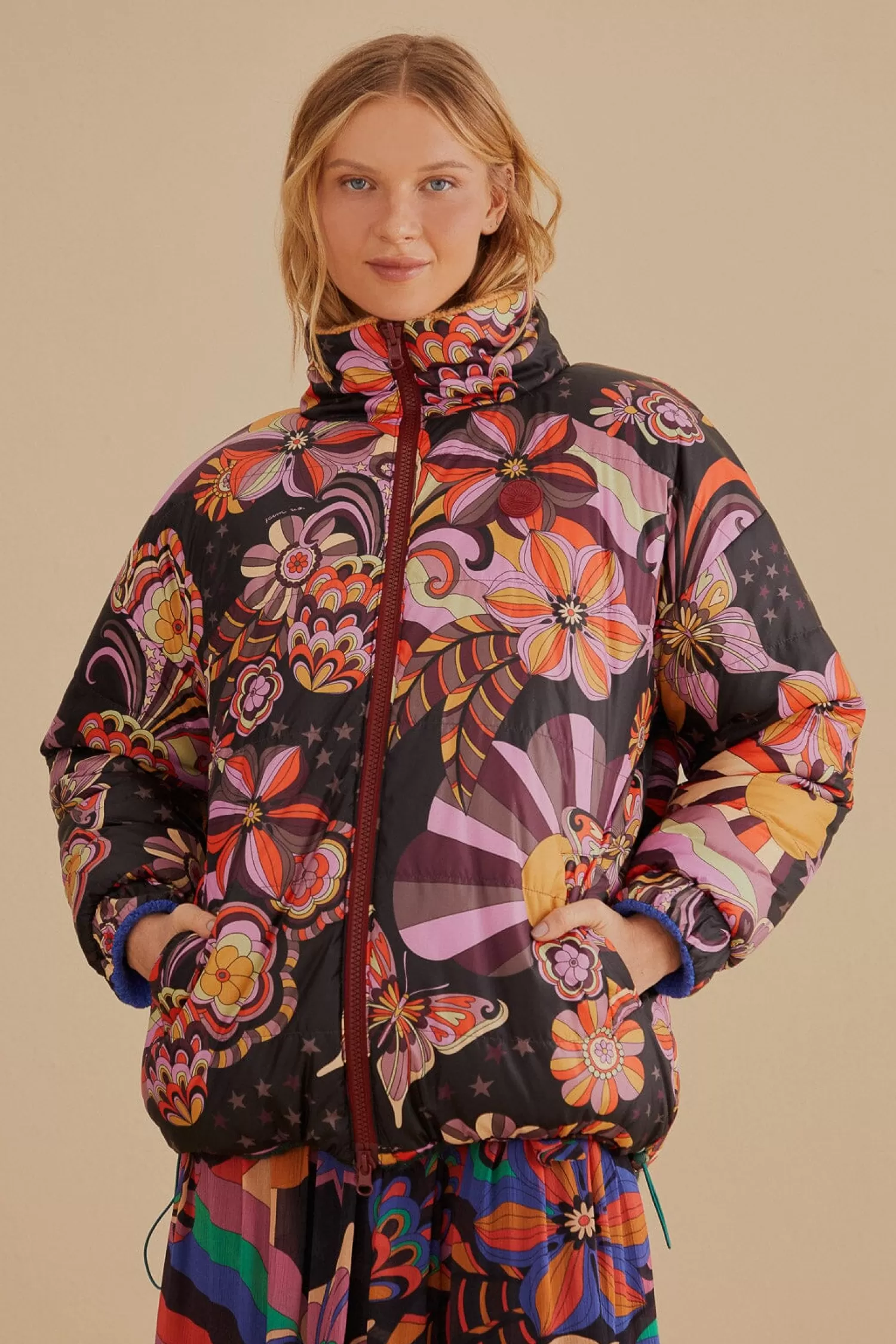 FARM Rio Puffer Jackets^ COLORFUL STRIPES KNIT REVERSIBLE PUFFER JACKET