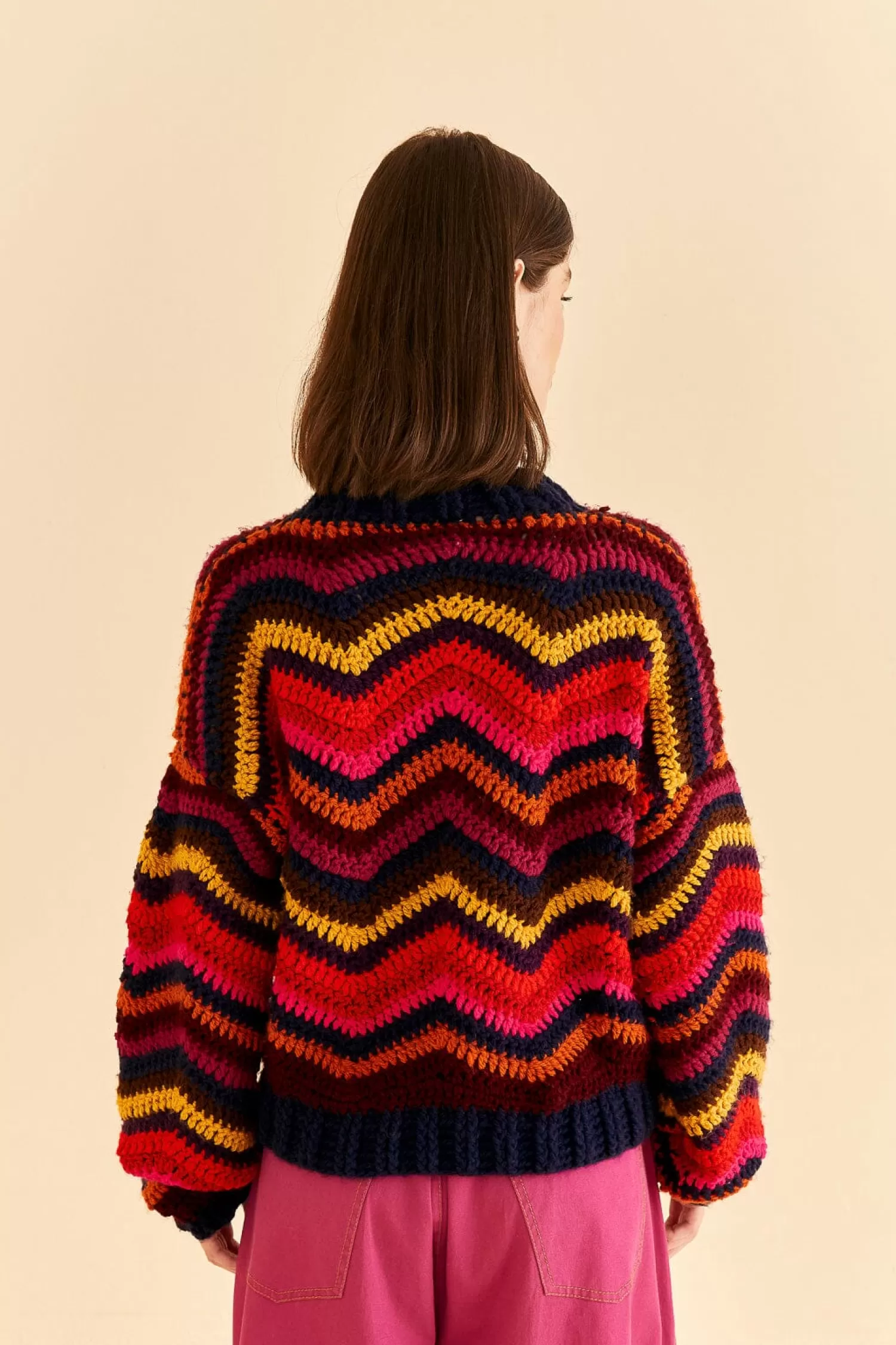 FARM Rio Sweaters & Sweatshirts^ COLORFUL WAVES CROCHET HIGH NECK SWEATER