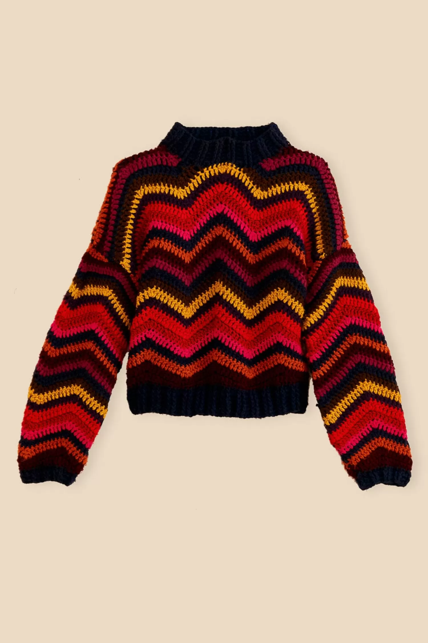 FARM Rio Sweaters & Sweatshirts^ COLORFUL WAVES CROCHET HIGH NECK SWEATER