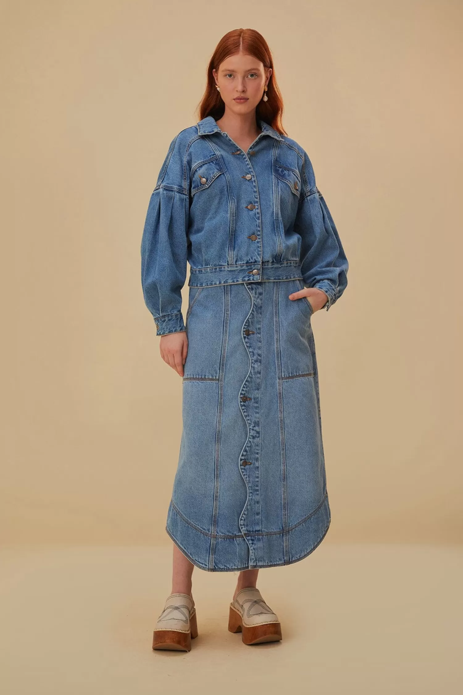 FARM Rio Skirts^ DENIM WAVE SKIRT