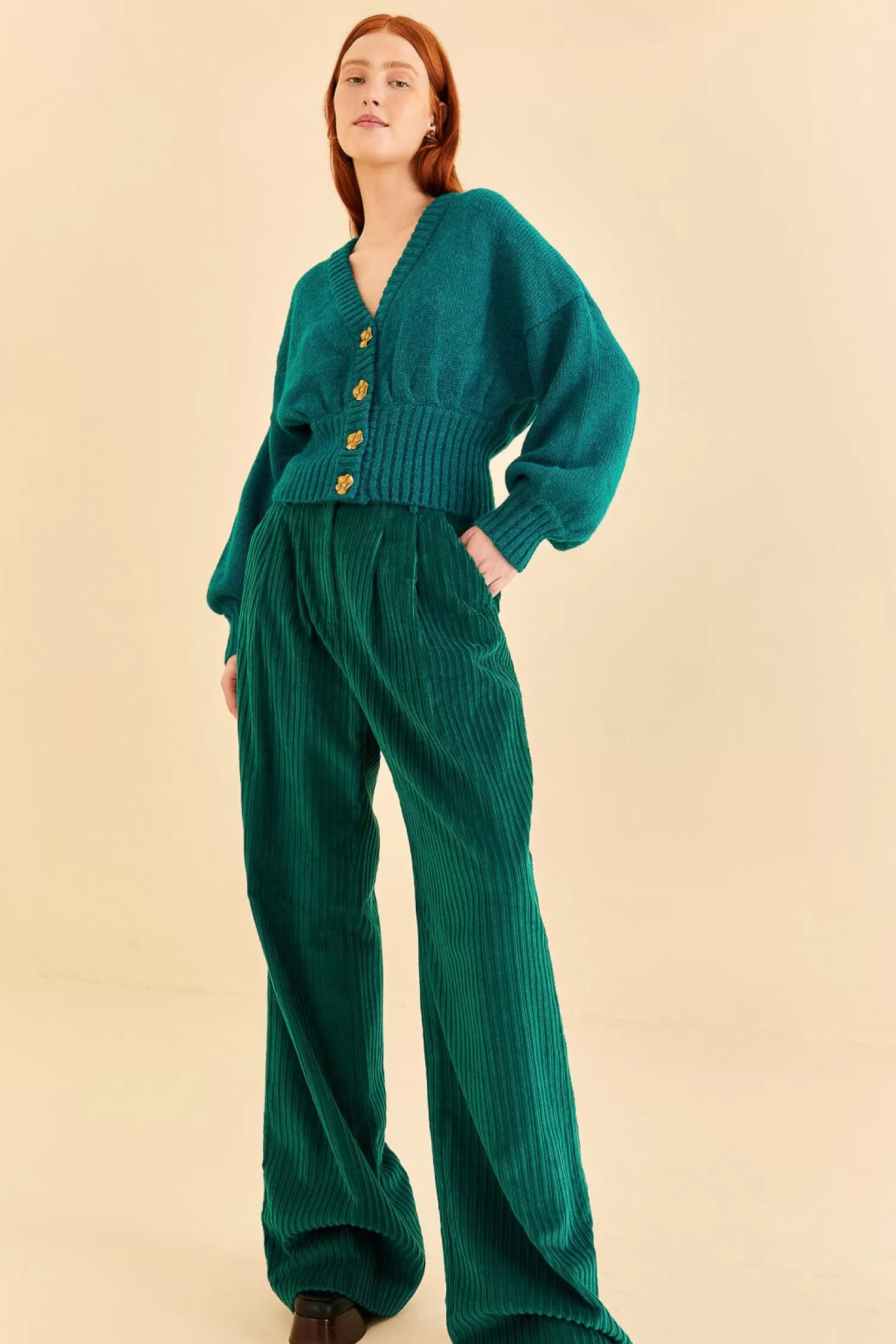 FARM Rio Pants^ EMERALD CORDUROY PANTS