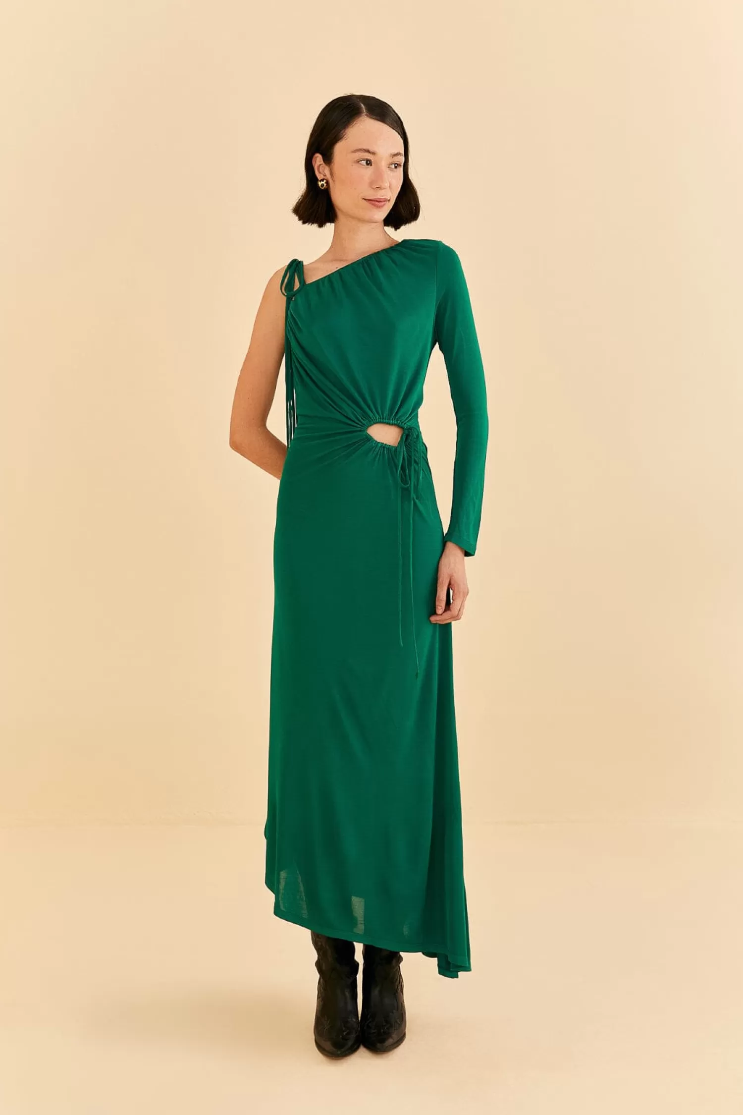 FARM Rio Midi Dresses^ EMERALD ONE SHOULDER MIDI DRESS