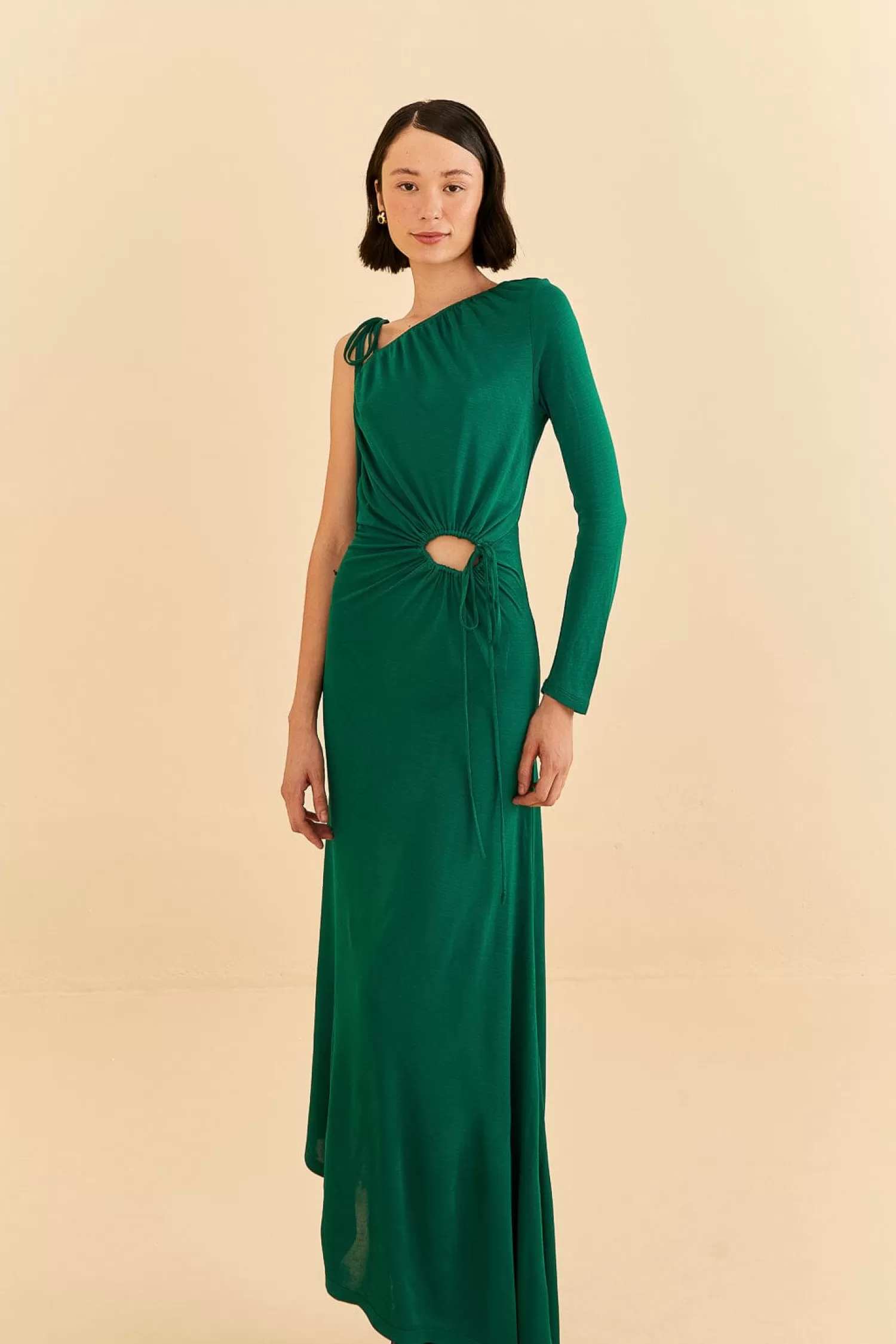 FARM Rio Midi Dresses^ EMERALD ONE SHOULDER MIDI DRESS