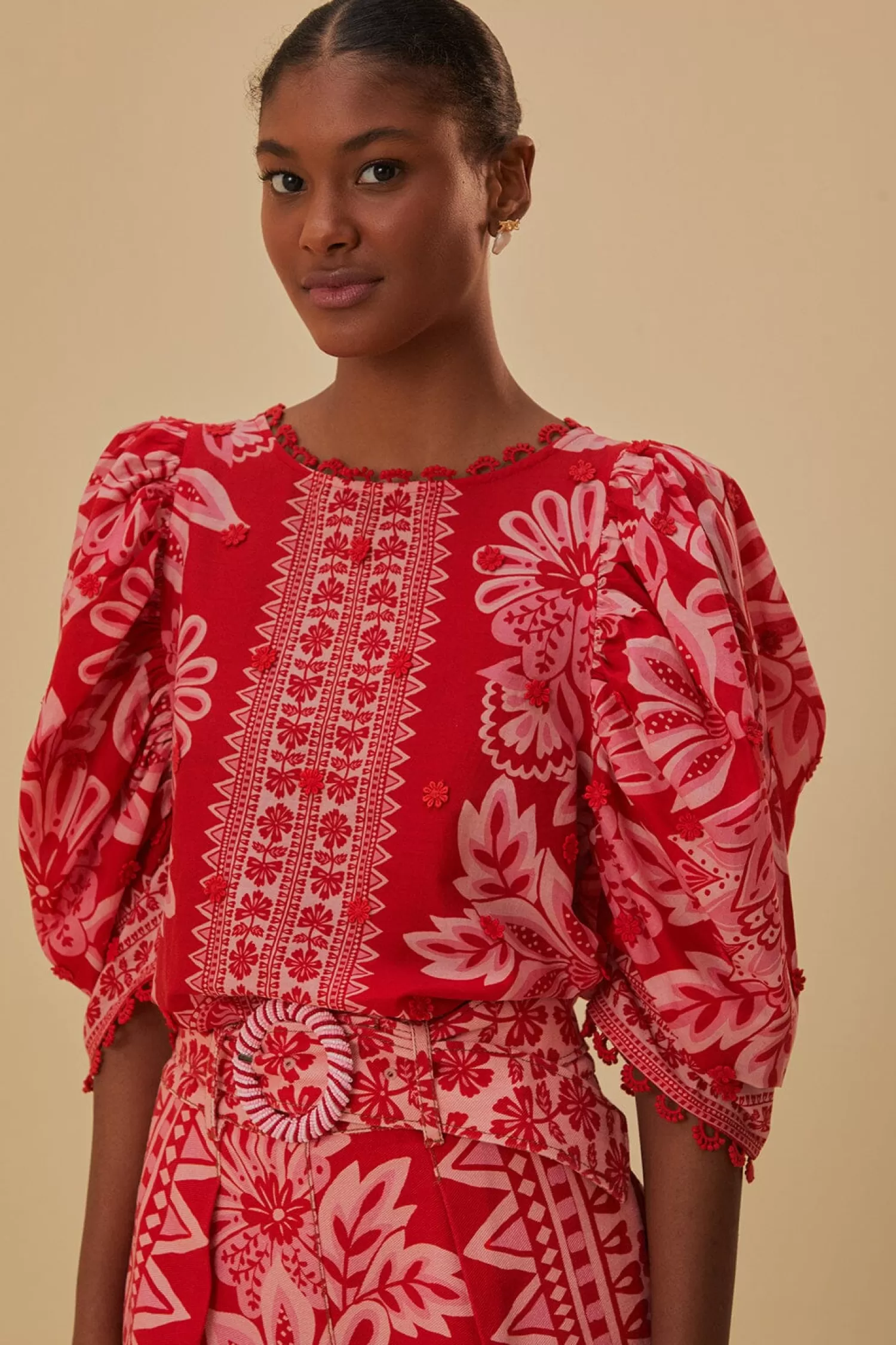 FARM Rio Blouses^ FLORA TAPESTRY RED BLOUSE