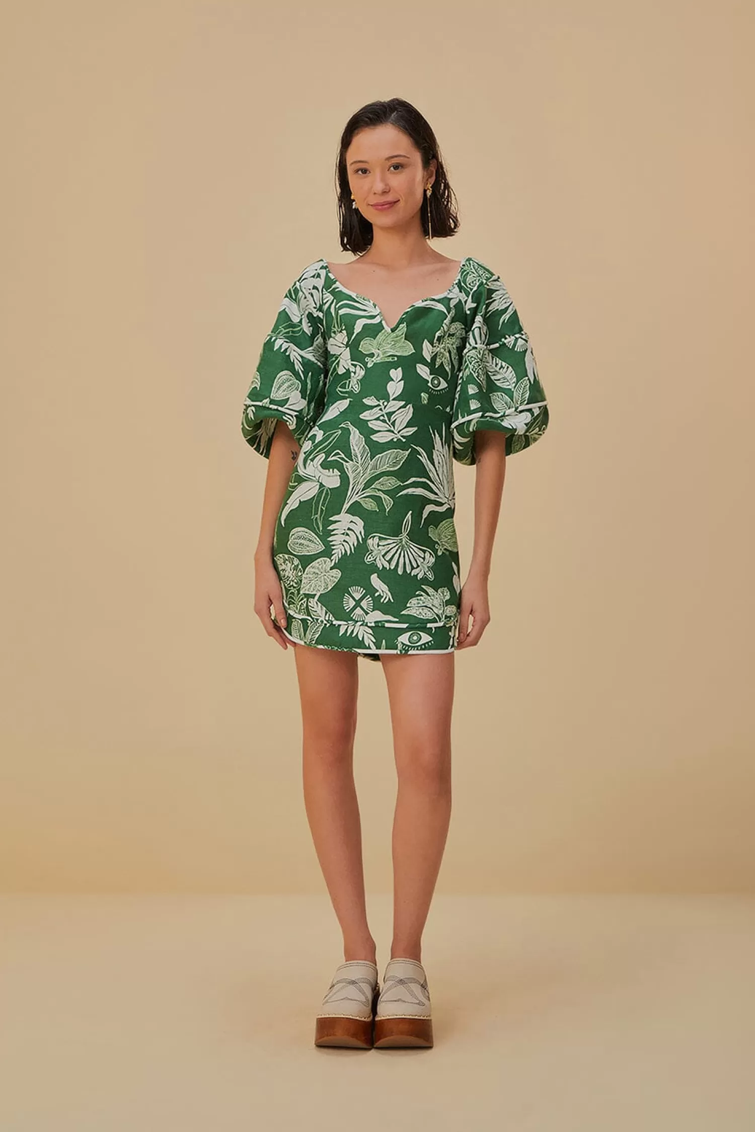 FARM Rio Mini Dresses^ FOREST SOUL GREEN SHORT SLEEVE MINI DRESS