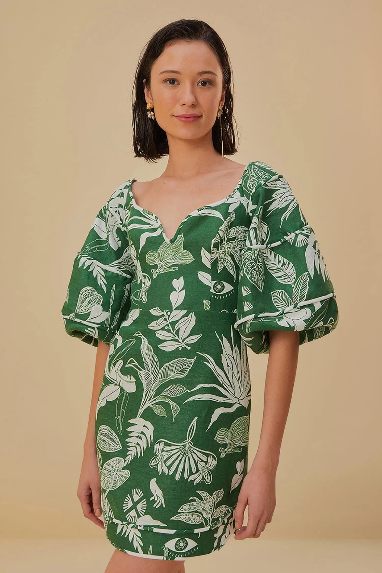 FARM Rio Mini Dresses^ FOREST SOUL GREEN SHORT SLEEVE MINI DRESS