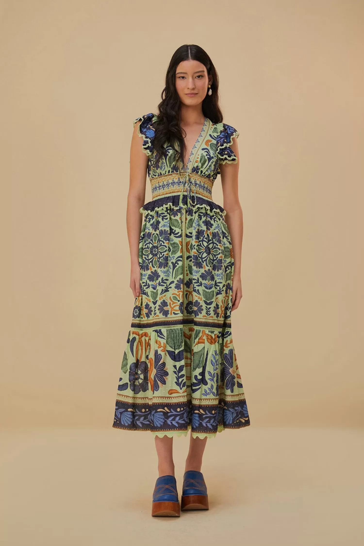 FARM Rio Maxi Dresses^ GREEN OCEAN TAPESTRY MAXI DRESS