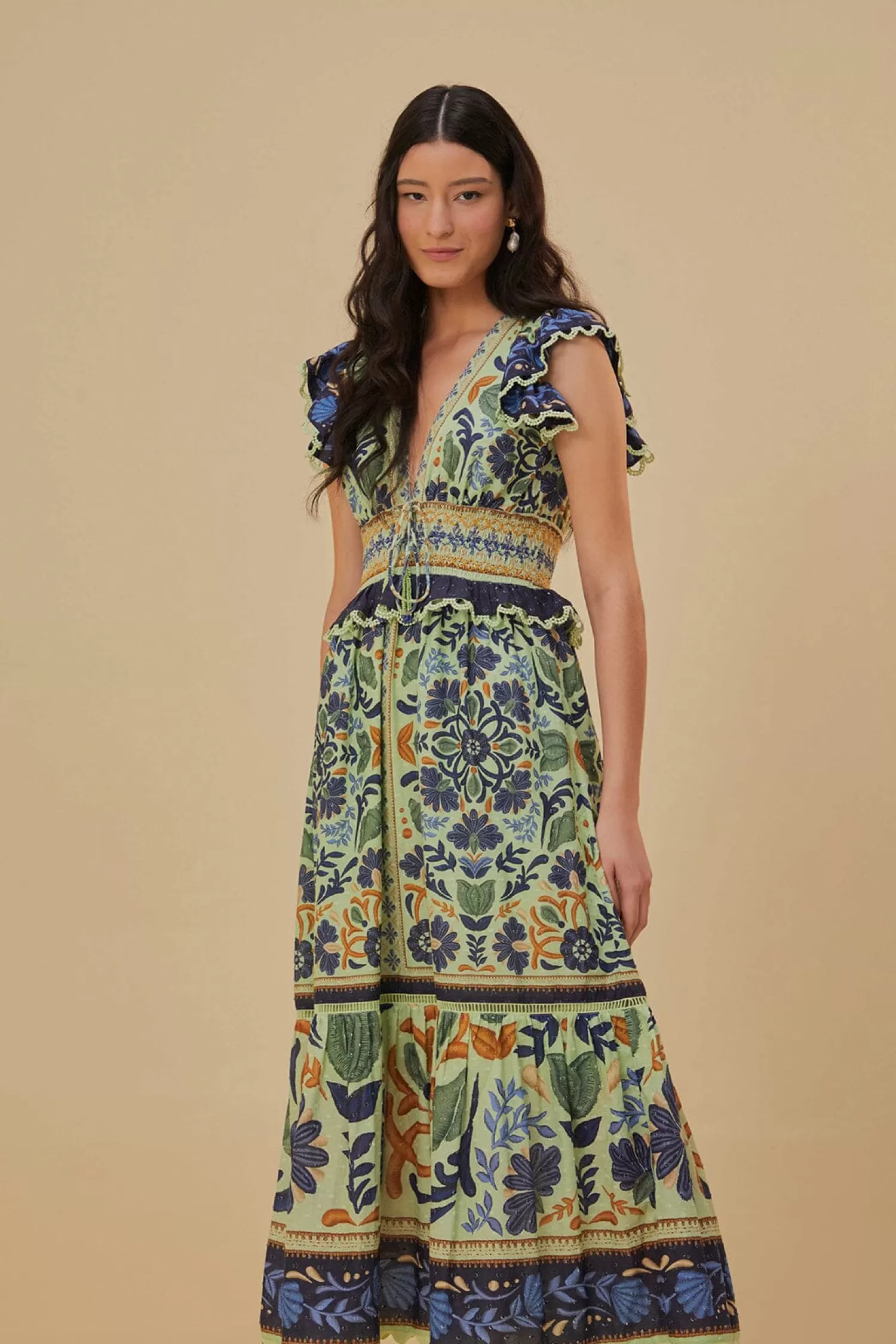 FARM Rio Maxi Dresses^ GREEN OCEAN TAPESTRY MAXI DRESS