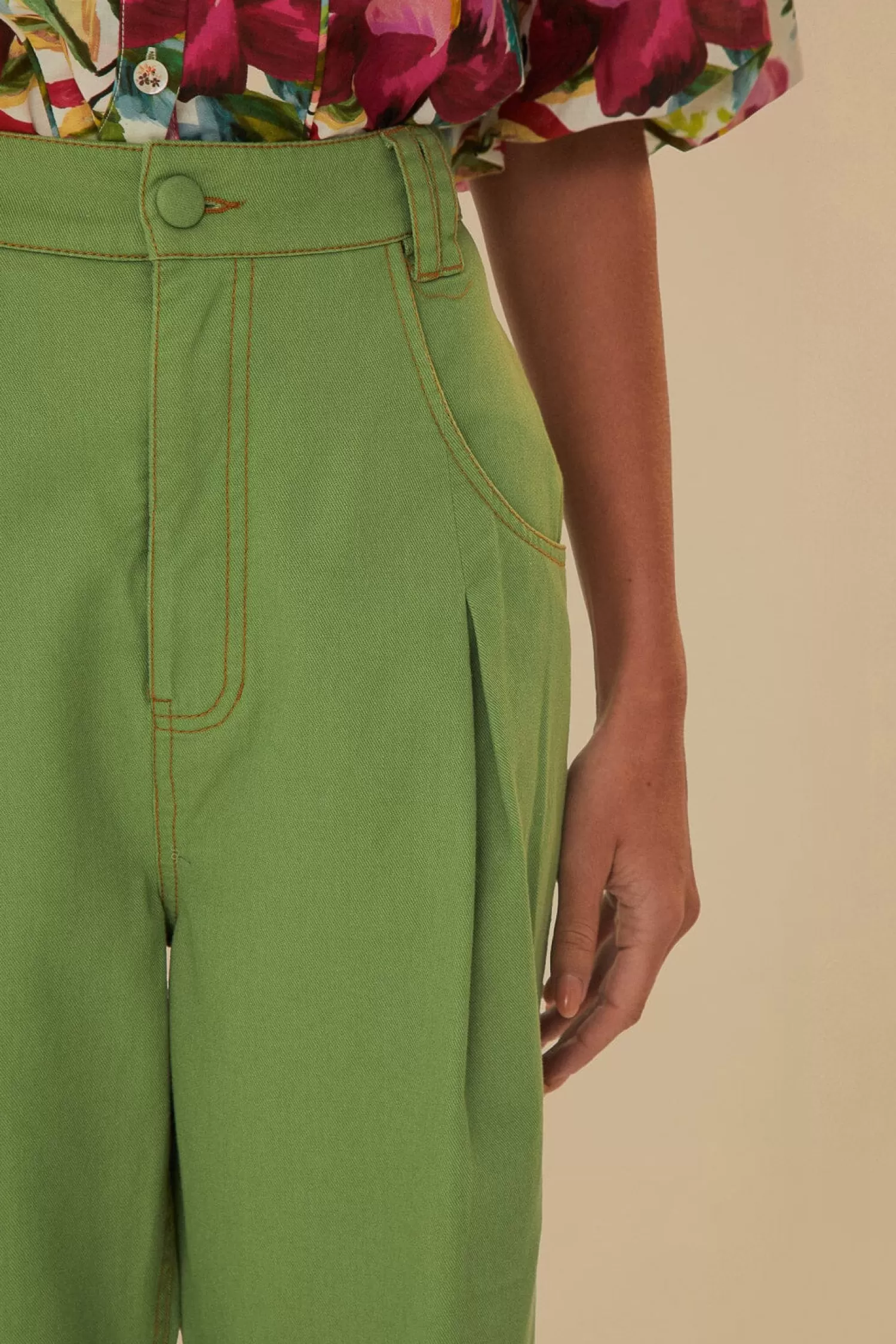 FARM Rio Pants^ GREEN PLEAT PANTS