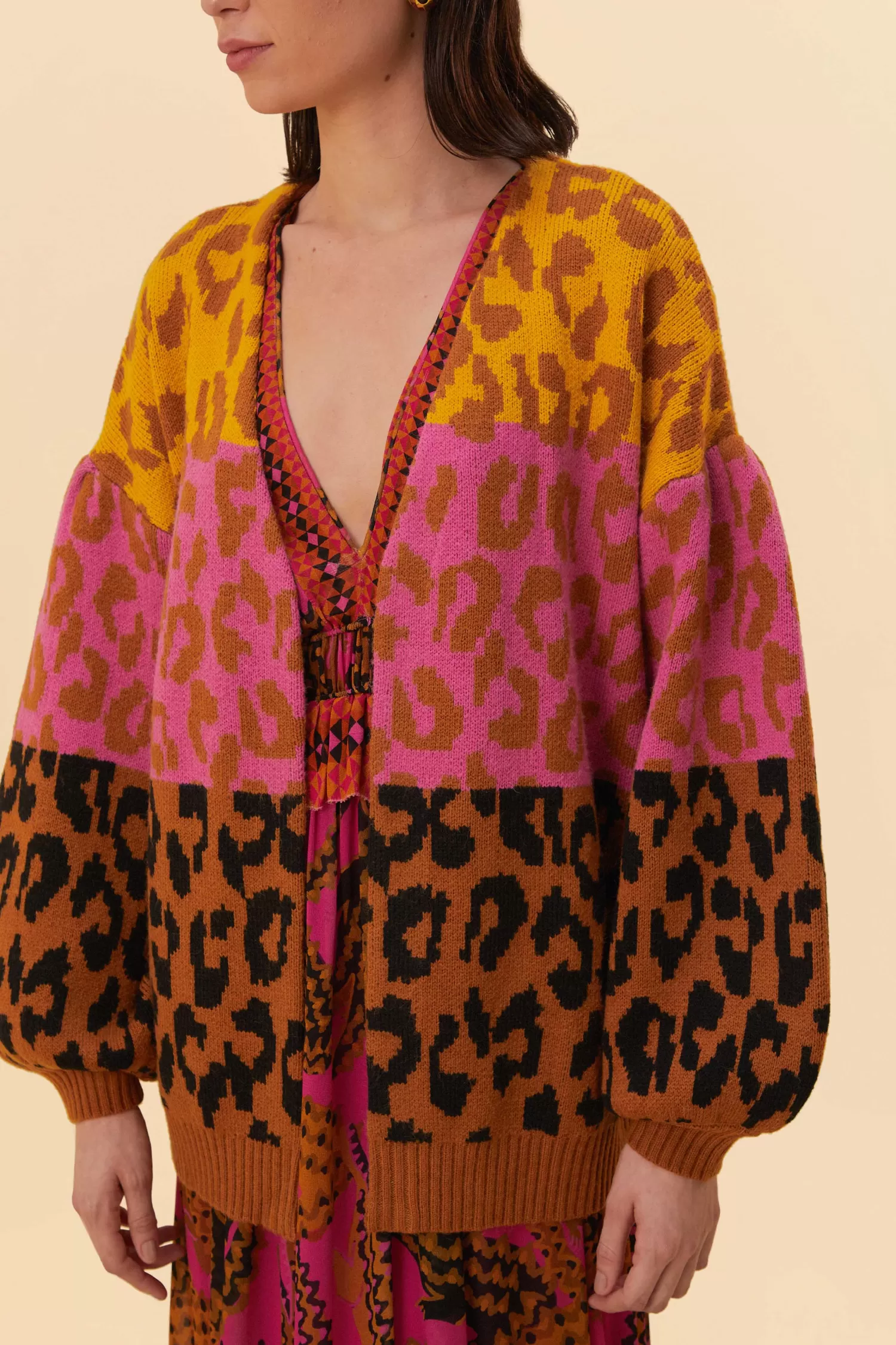 FARM Rio Cardigans^ MIXED LEOPARDS KNIT CARDIGAN