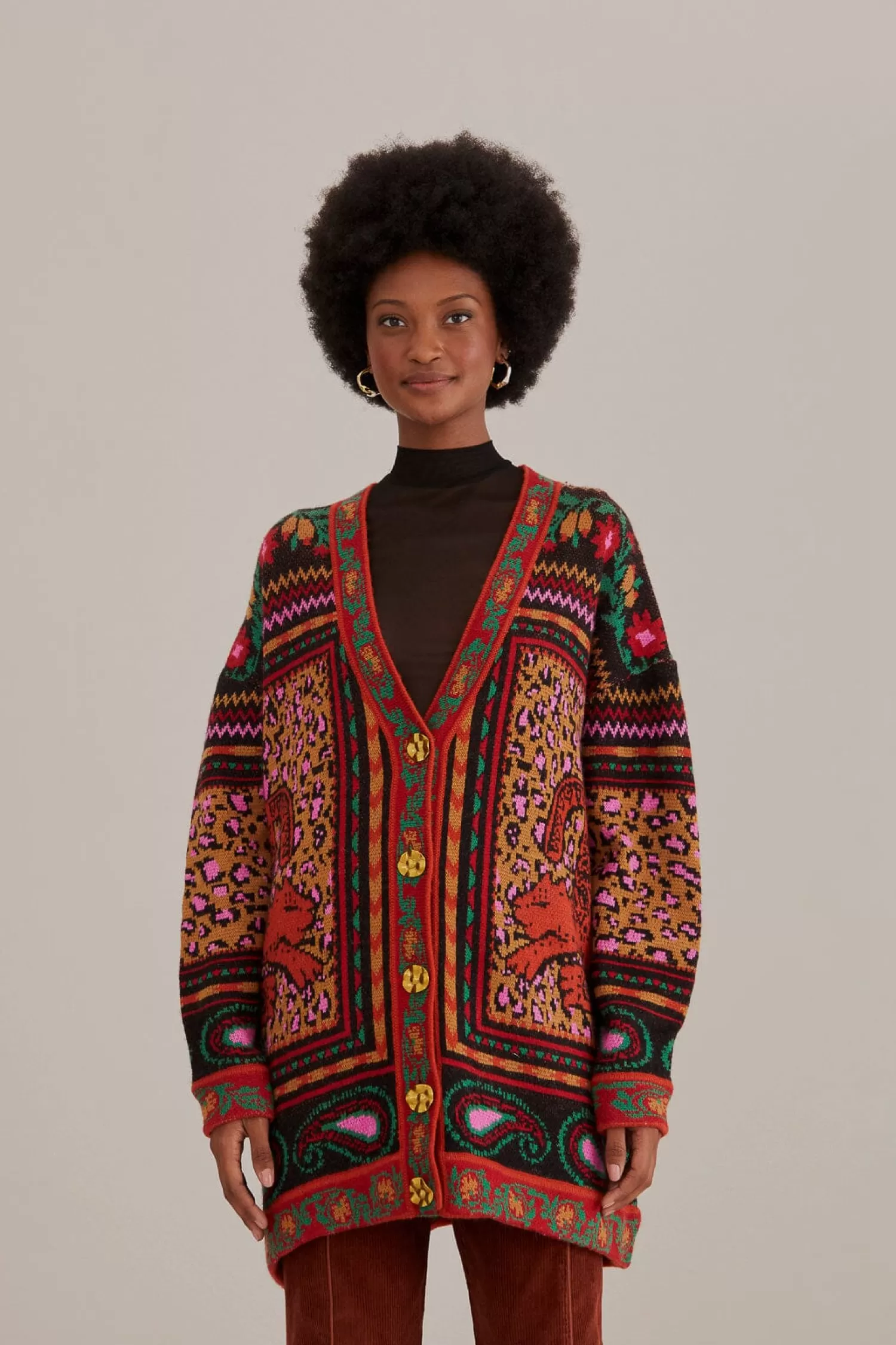 FARM Rio Cardigans^ MIXED TAPESTRY PRINTS KNIT CARDIGAN