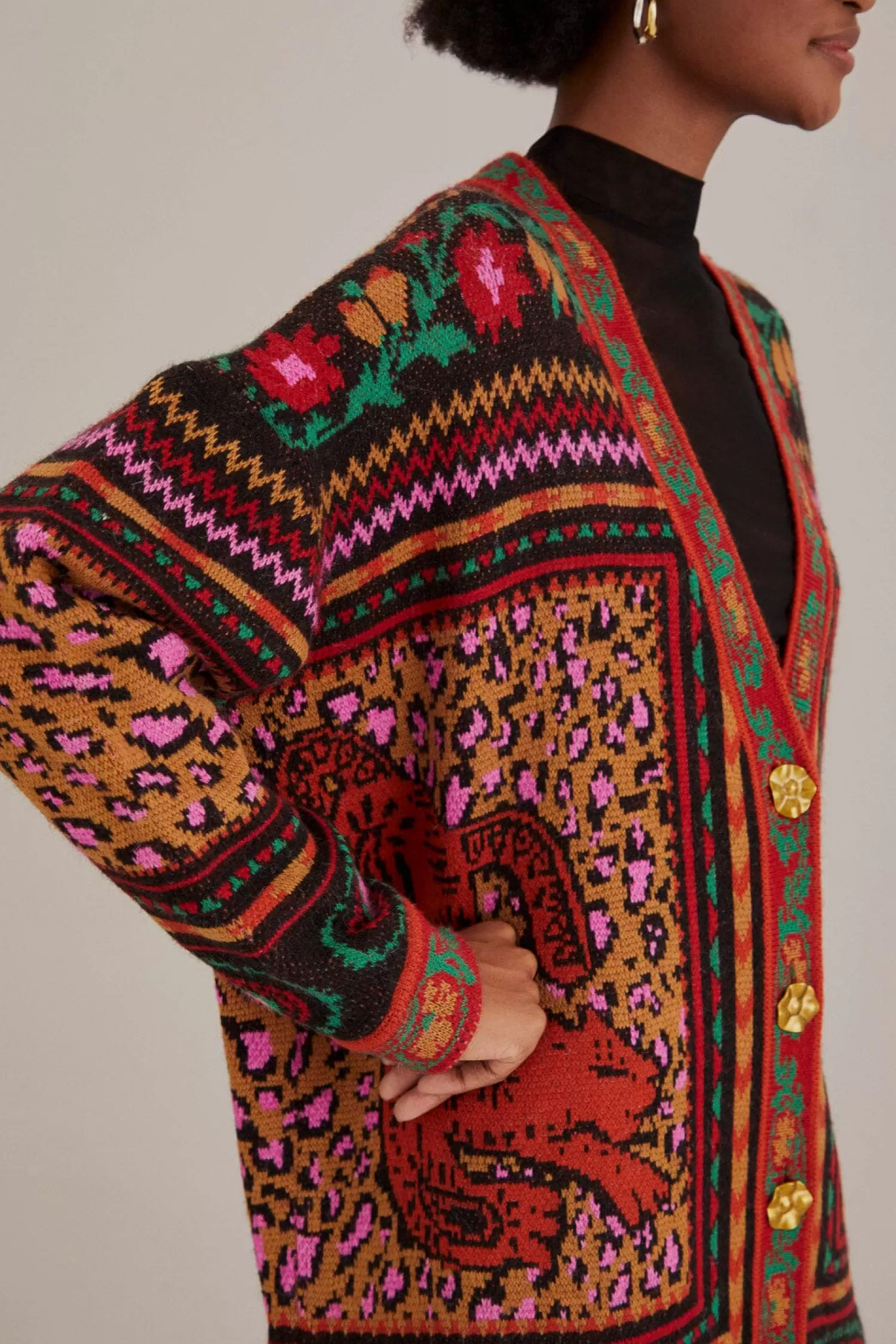 FARM Rio Cardigans^ MIXED TAPESTRY PRINTS KNIT CARDIGAN