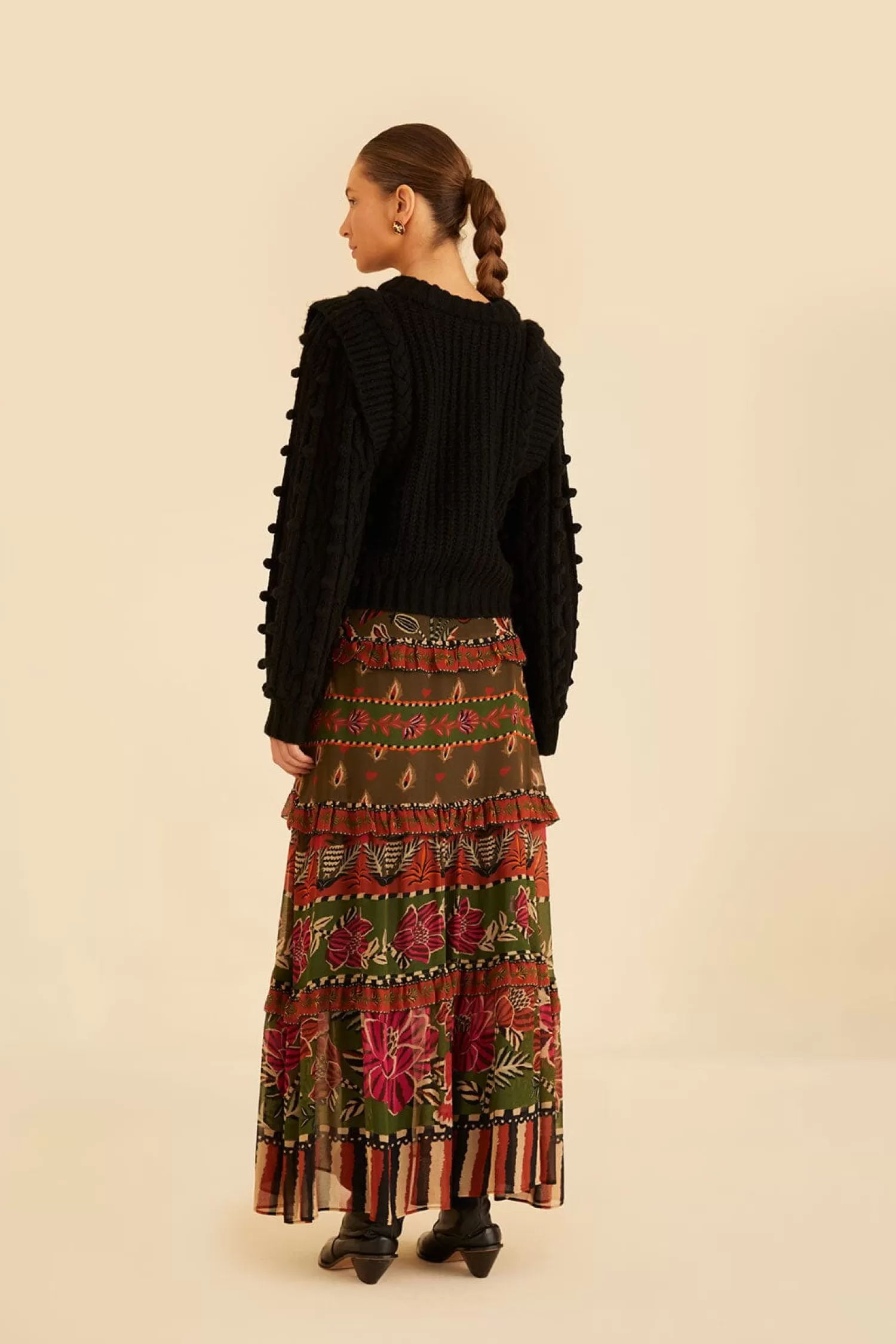 FARM Rio Skirts^ MULTICOLOR AINIKA FLORAL GARDEN TIERED MAXI SKIRT