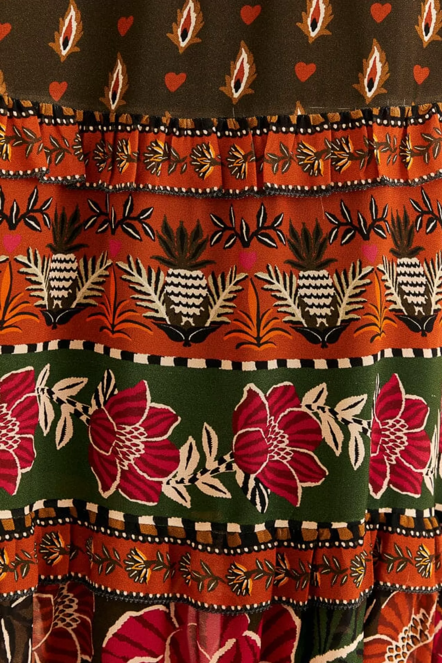 FARM Rio Skirts^ MULTICOLOR AINIKA FLORAL GARDEN TIERED MAXI SKIRT