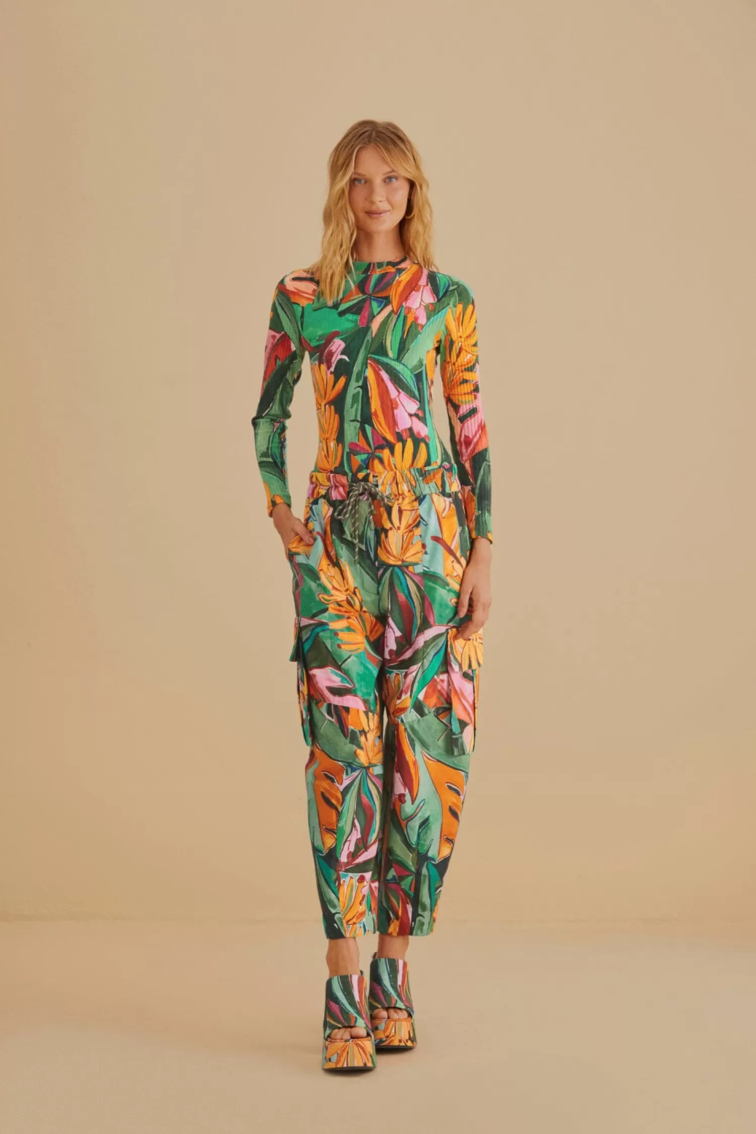 FARM Rio Bodysuits^ MULTICOLOR BANANA FOLIAGE ORGANIC COTTON BODYSUIT