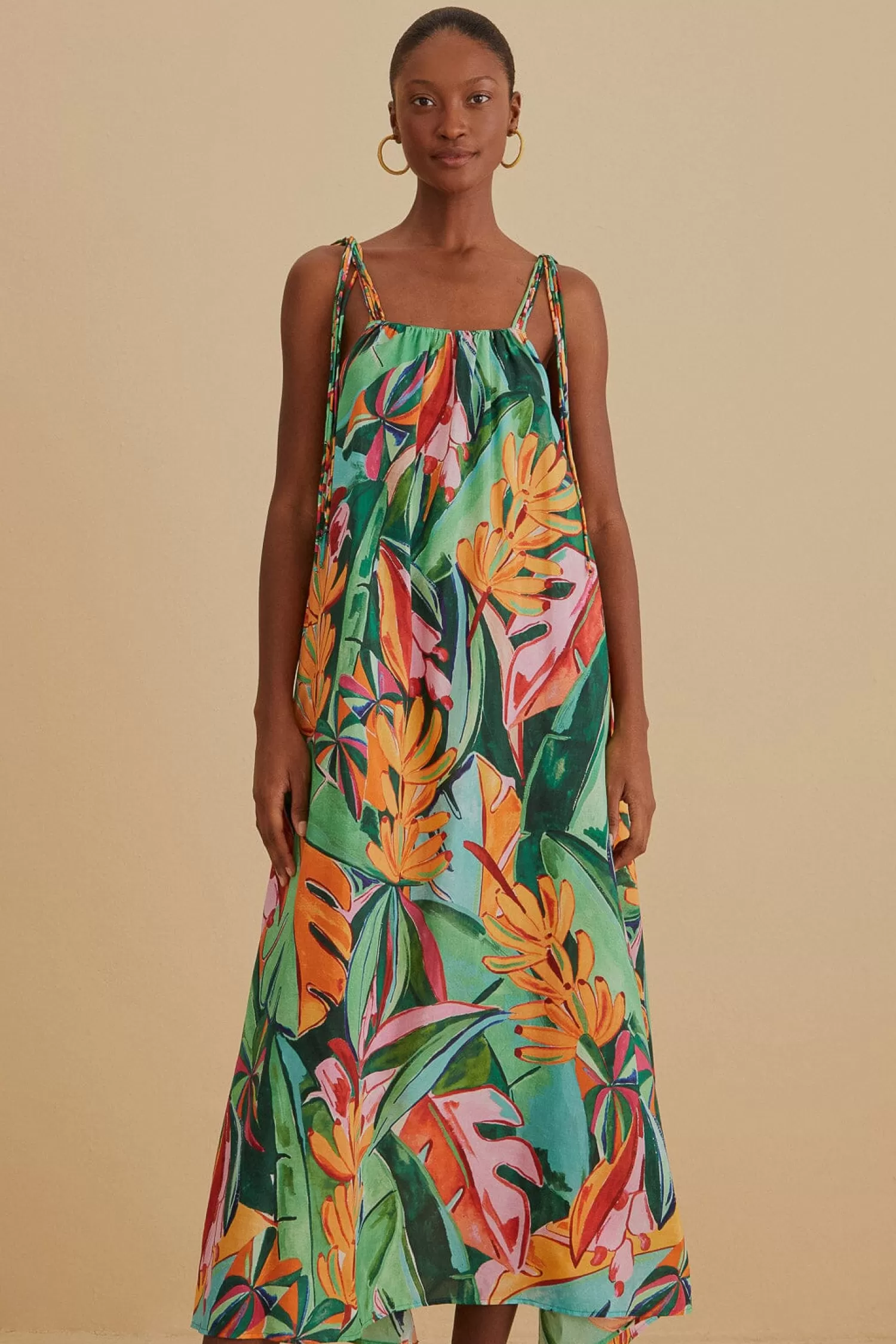 FARM Rio Midi Dresses^ MULTICOLOR BANANA FOLIAGE SLEEVELESS MIDI DRESS