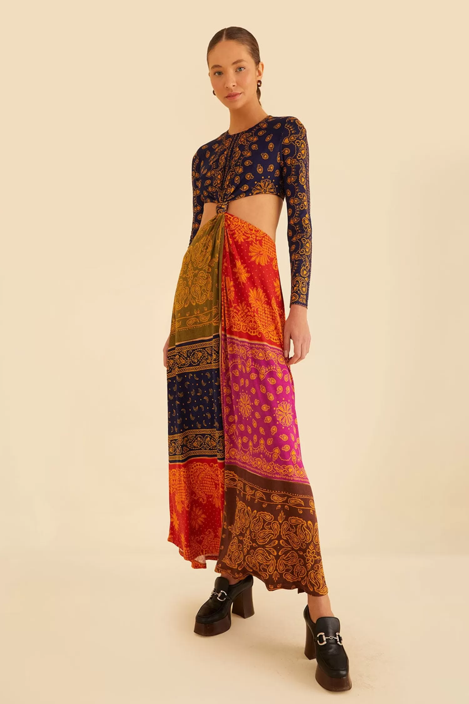 FARM Rio Maxi Dresses^ MULTICOLOR BANDANA DREAM CUT OUT MAXI DRESS