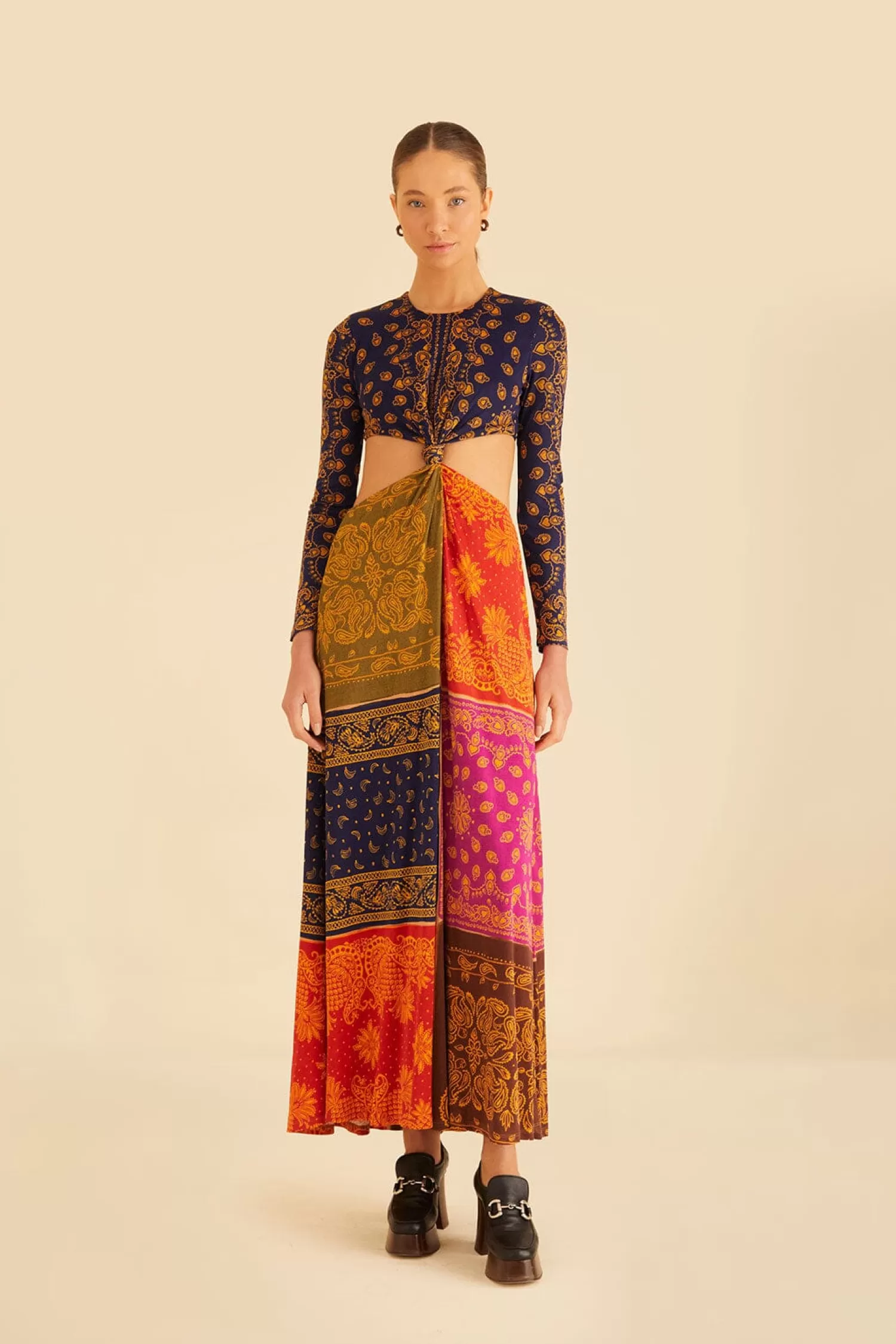 FARM Rio Maxi Dresses^ MULTICOLOR BANDANA DREAM CUT OUT MAXI DRESS