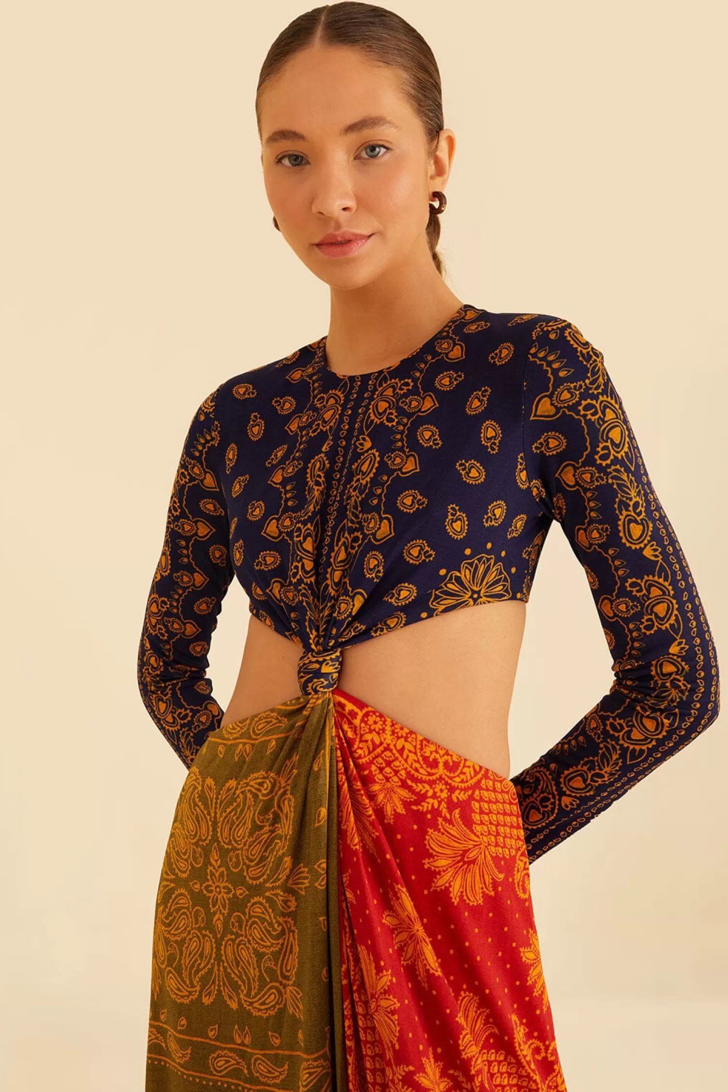 FARM Rio Maxi Dresses^ MULTICOLOR BANDANA DREAM CUT OUT MAXI DRESS