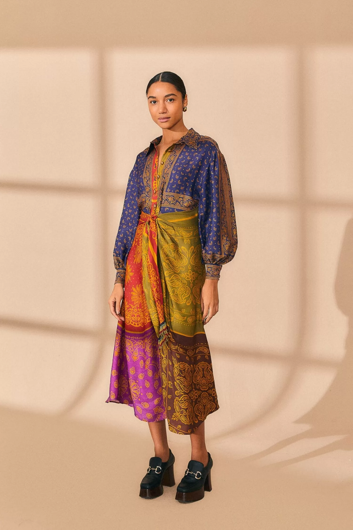 FARM Rio Midi Dresses^ MULTICOLOR BANDANA DREAM MIDI SHIRTDRESS