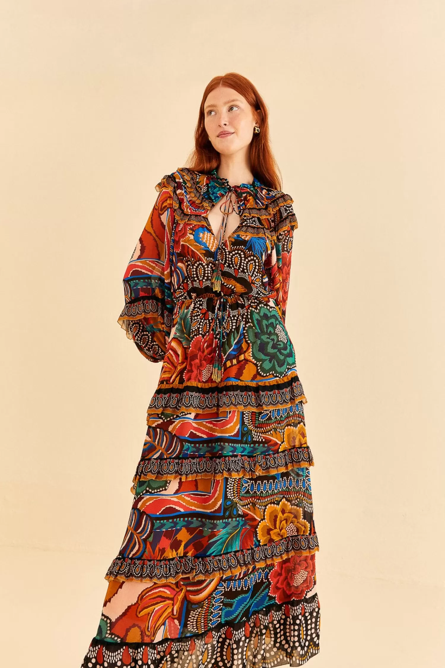 FARM Rio Maxi Dresses^ MULTICOLOR FALL MIX MAXI DRESS